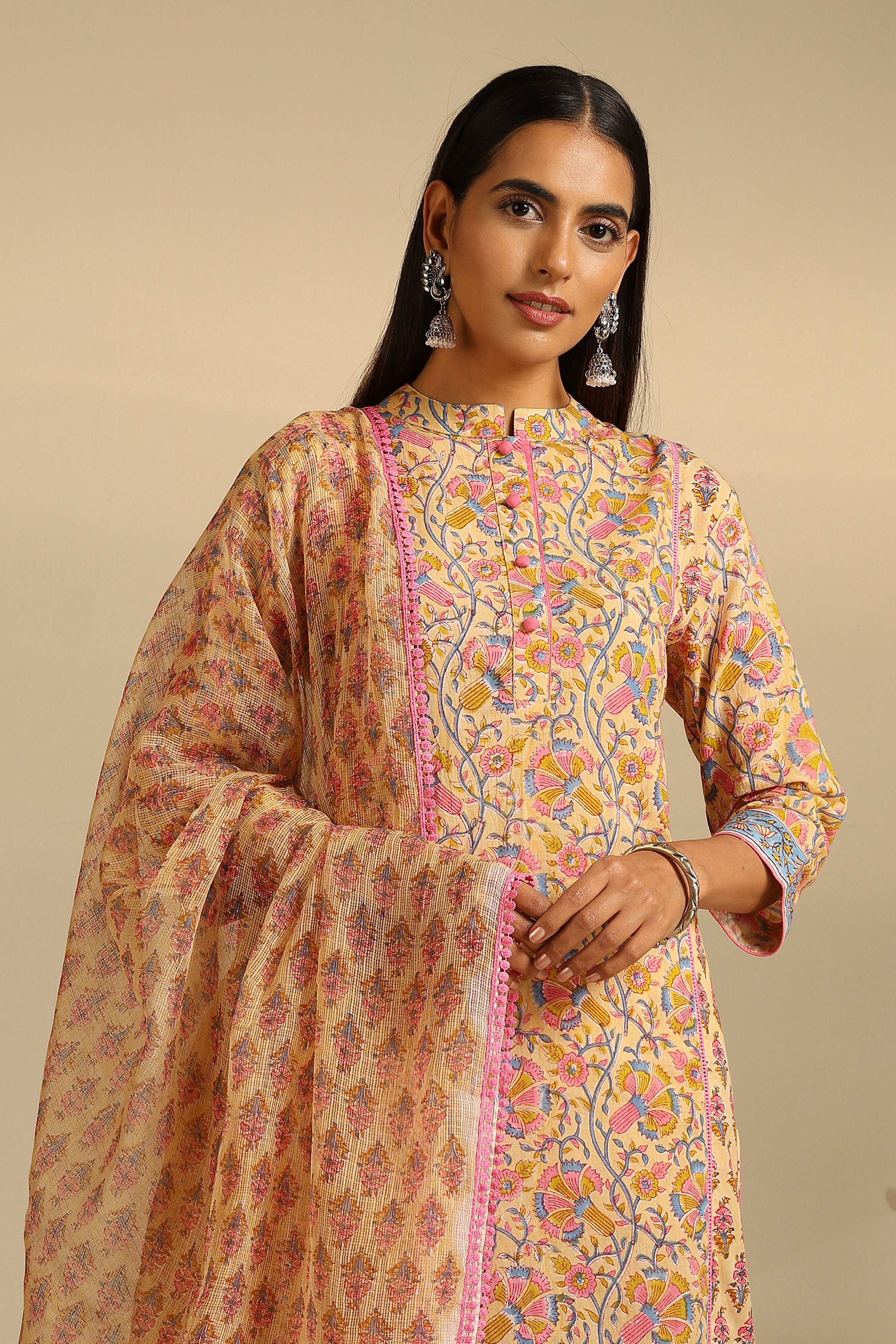 Yellow Lantana Floral Kurta Set of 3