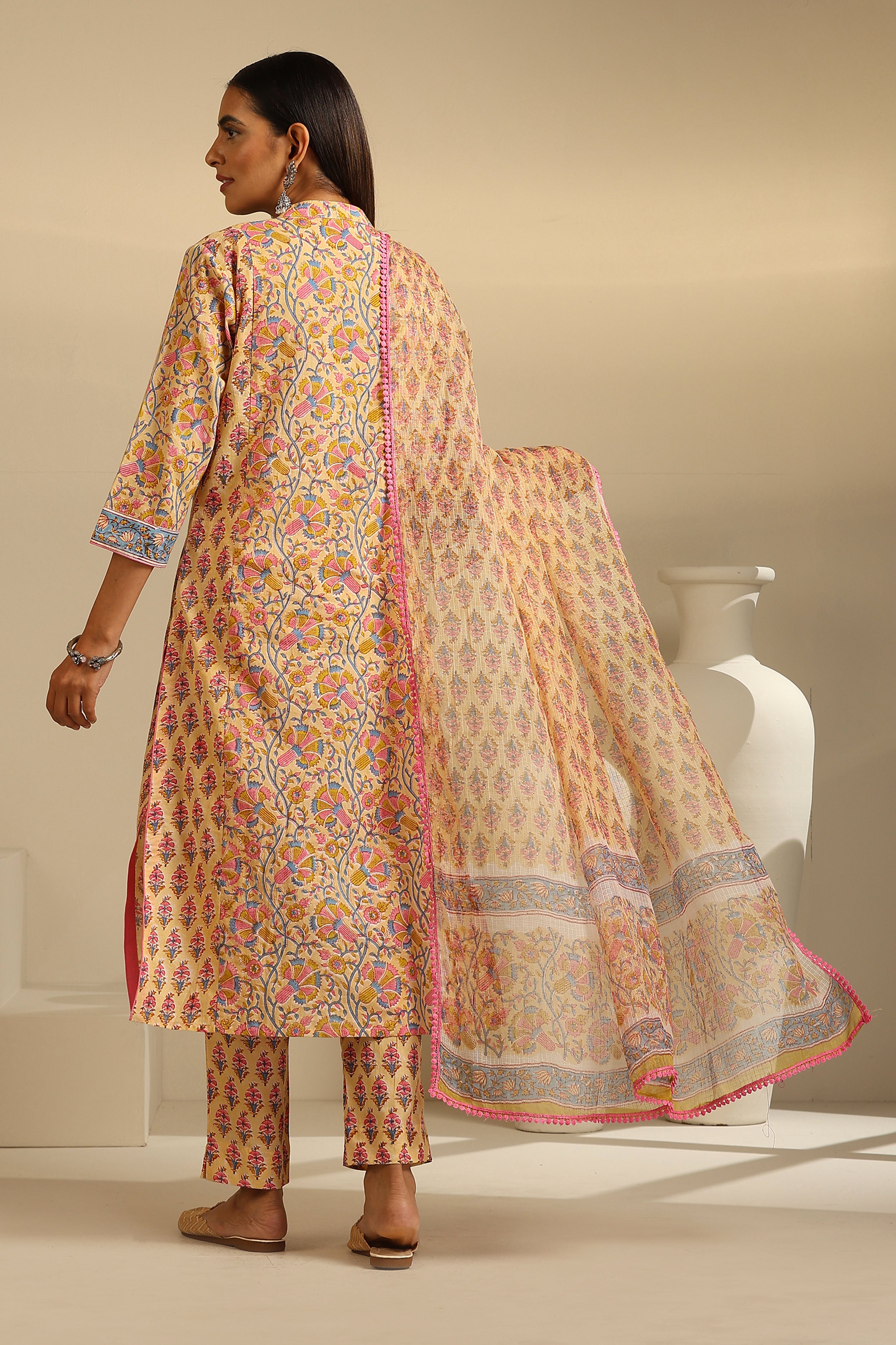 Yellow Lantana Floral Kurta Set of 3