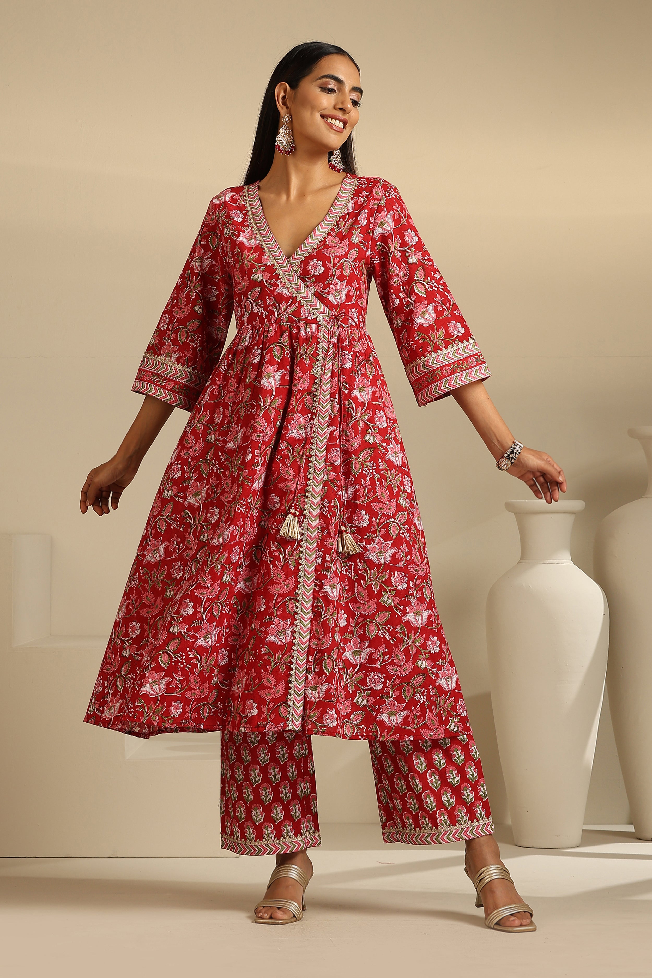 Red Sapphire Anarkali Set of 3