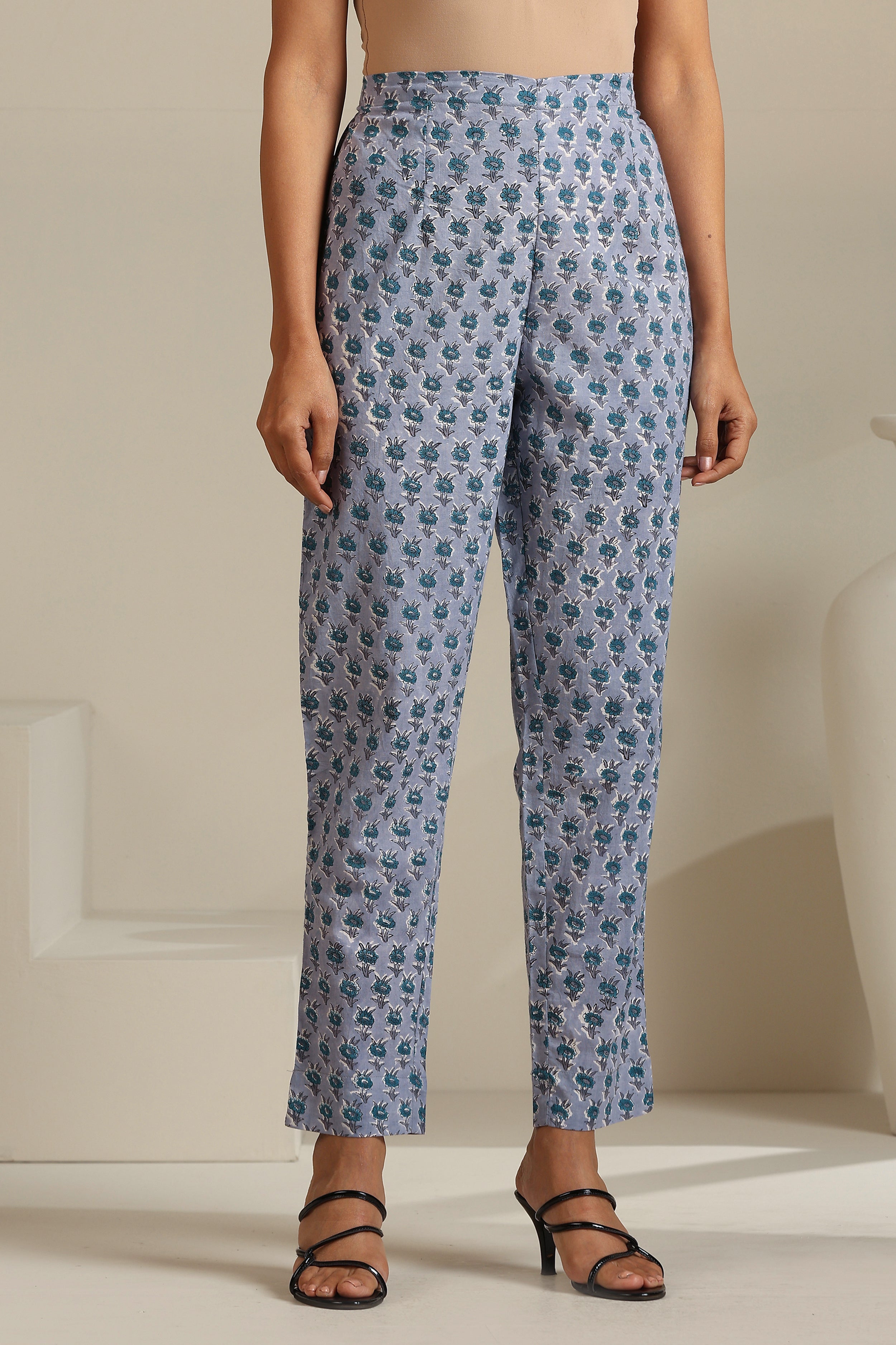 Grey Aquamarine Embroidered Anarkali Set of 3