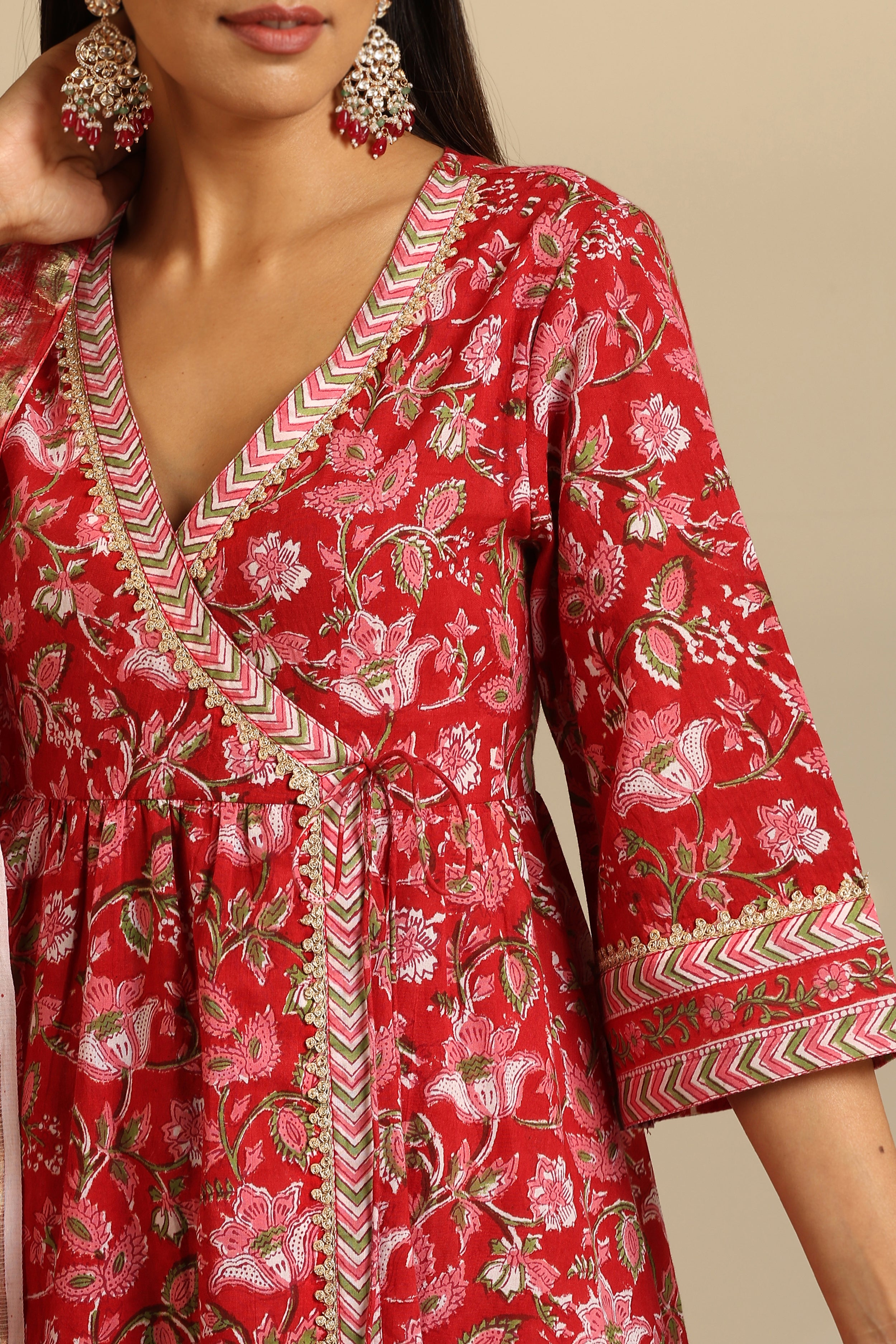 Red Sapphire Anarkali Set of 3