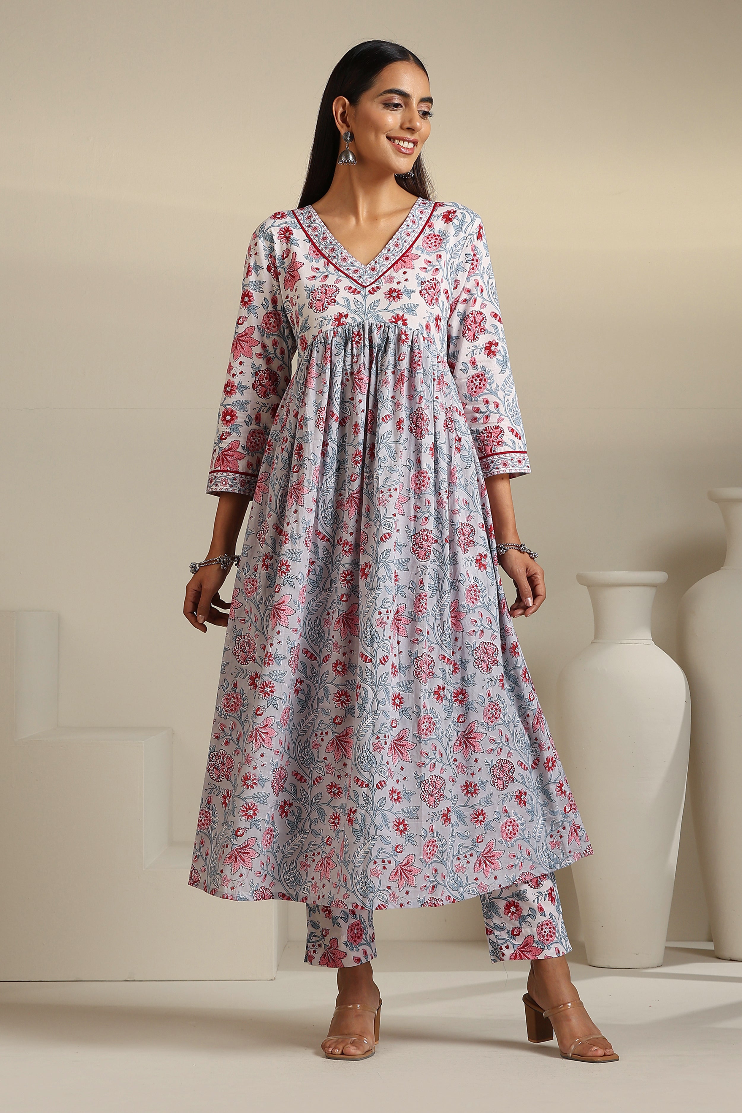 Grey Florentina Embroidered Kurta Set of 3