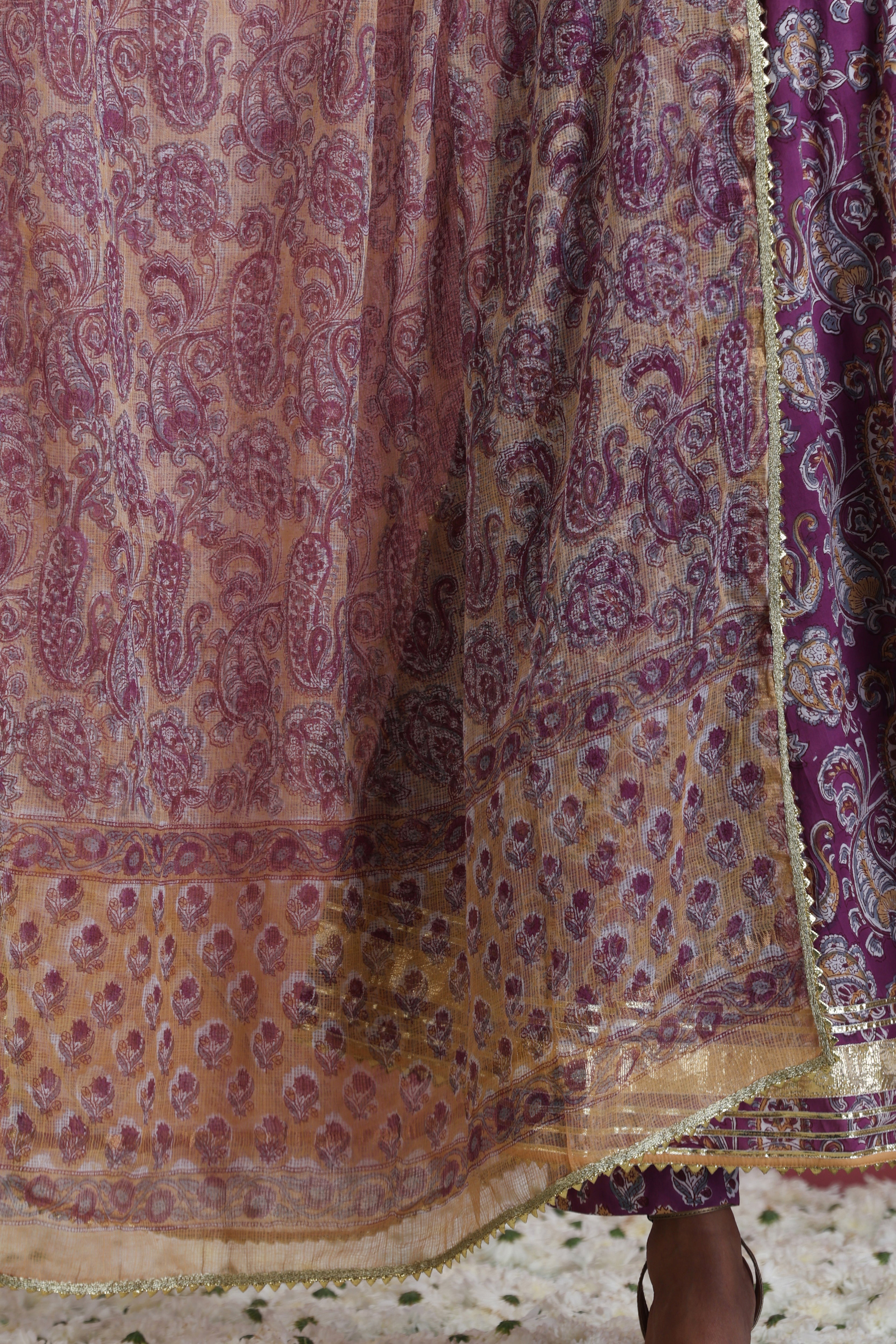 Purple Kimaya Embroidered Anarkali Set of 3