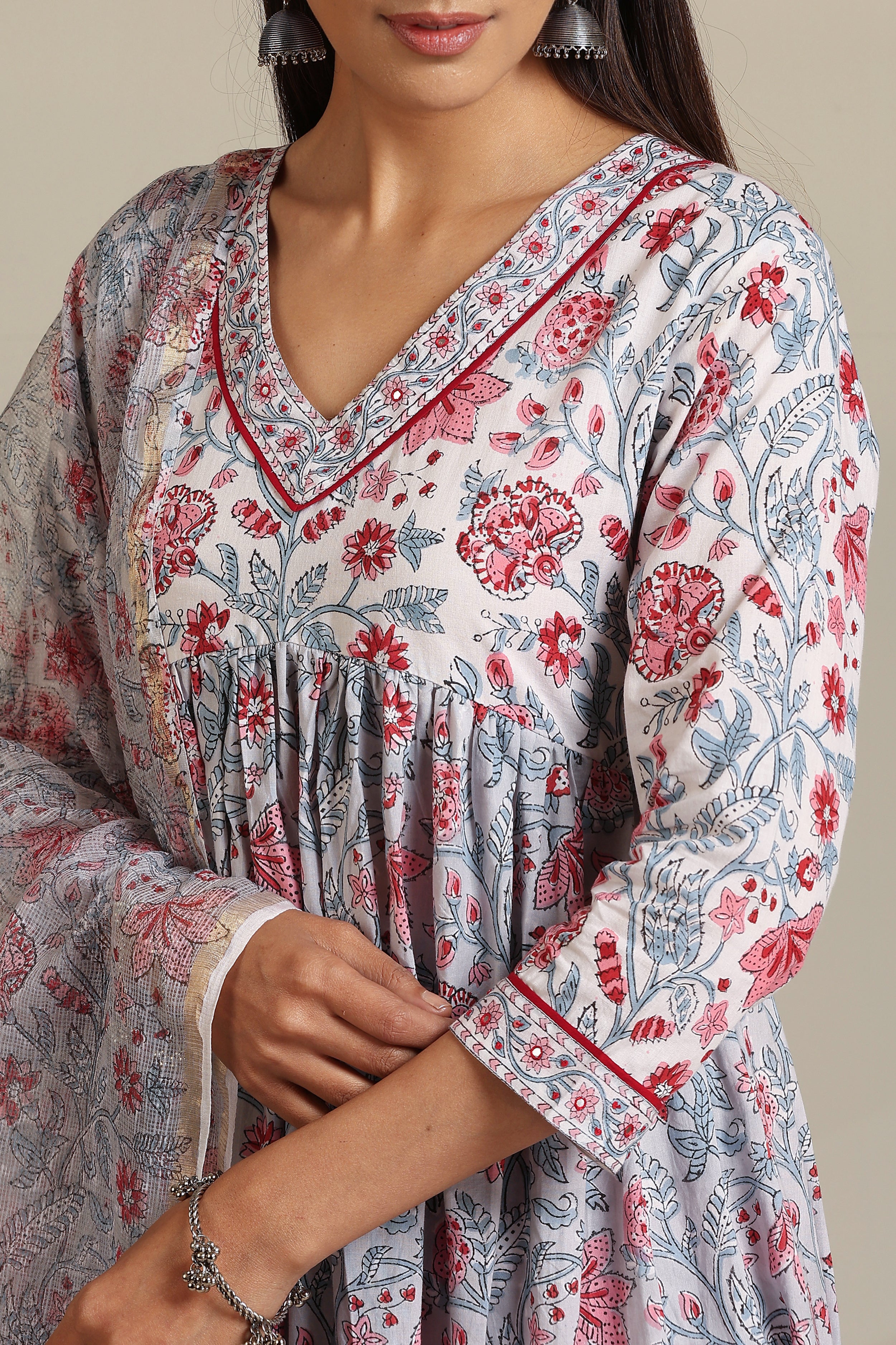 Grey Florentina Embroidered Kurta Set of 3