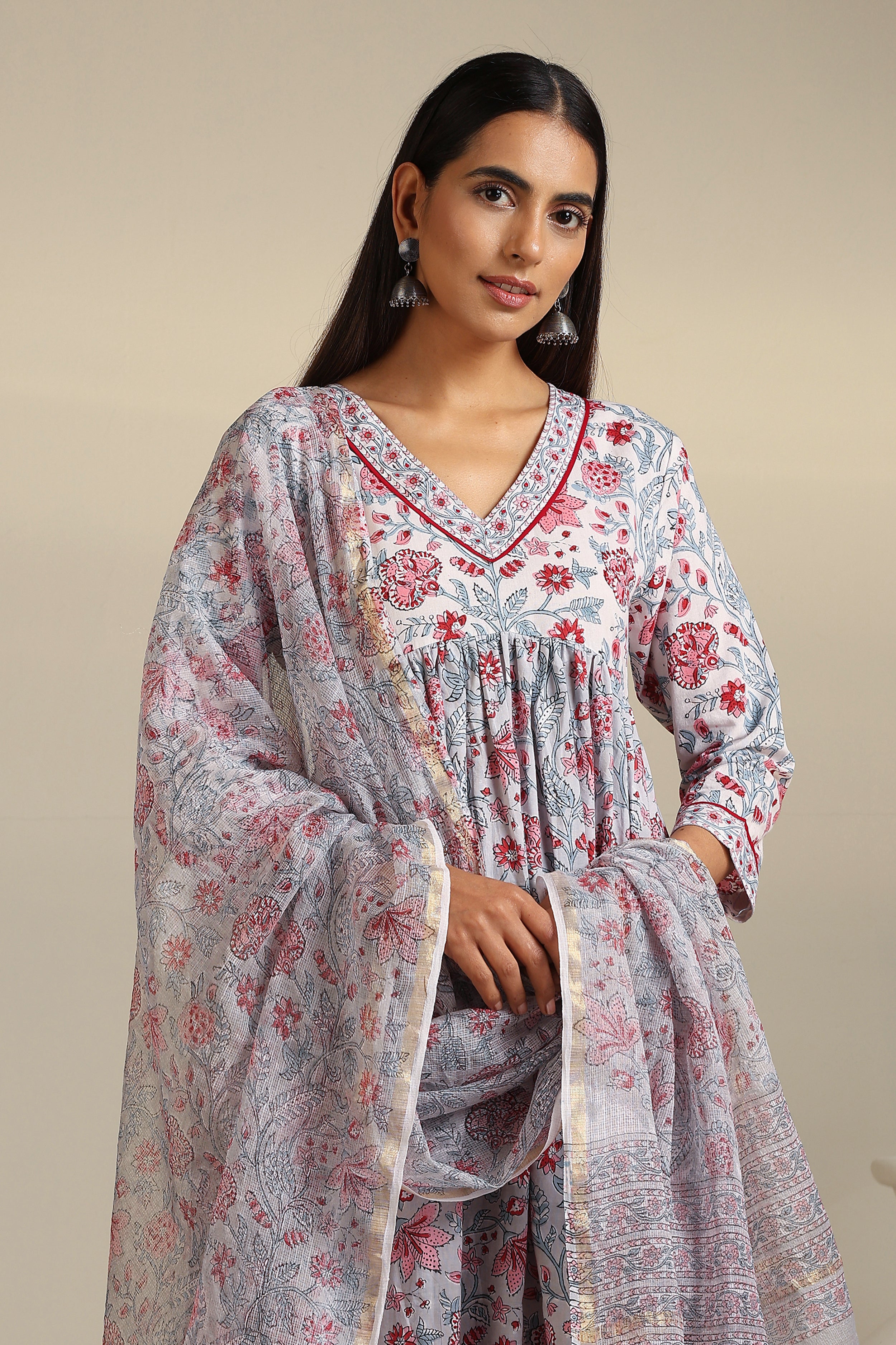 Grey Florentina Embroidered Kurta Set of 3