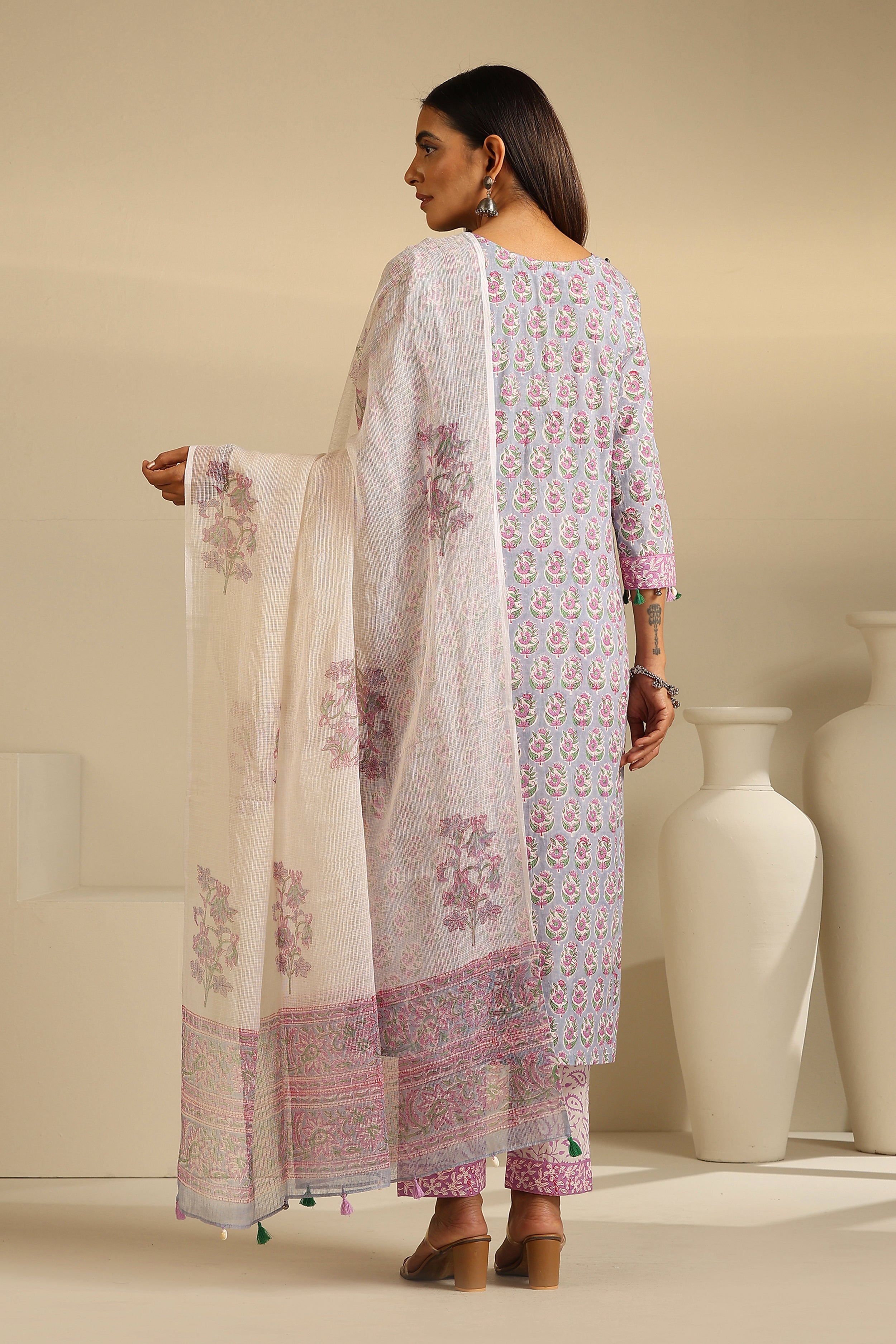 Amethyst Heather Embroidered Kurta Set of 3