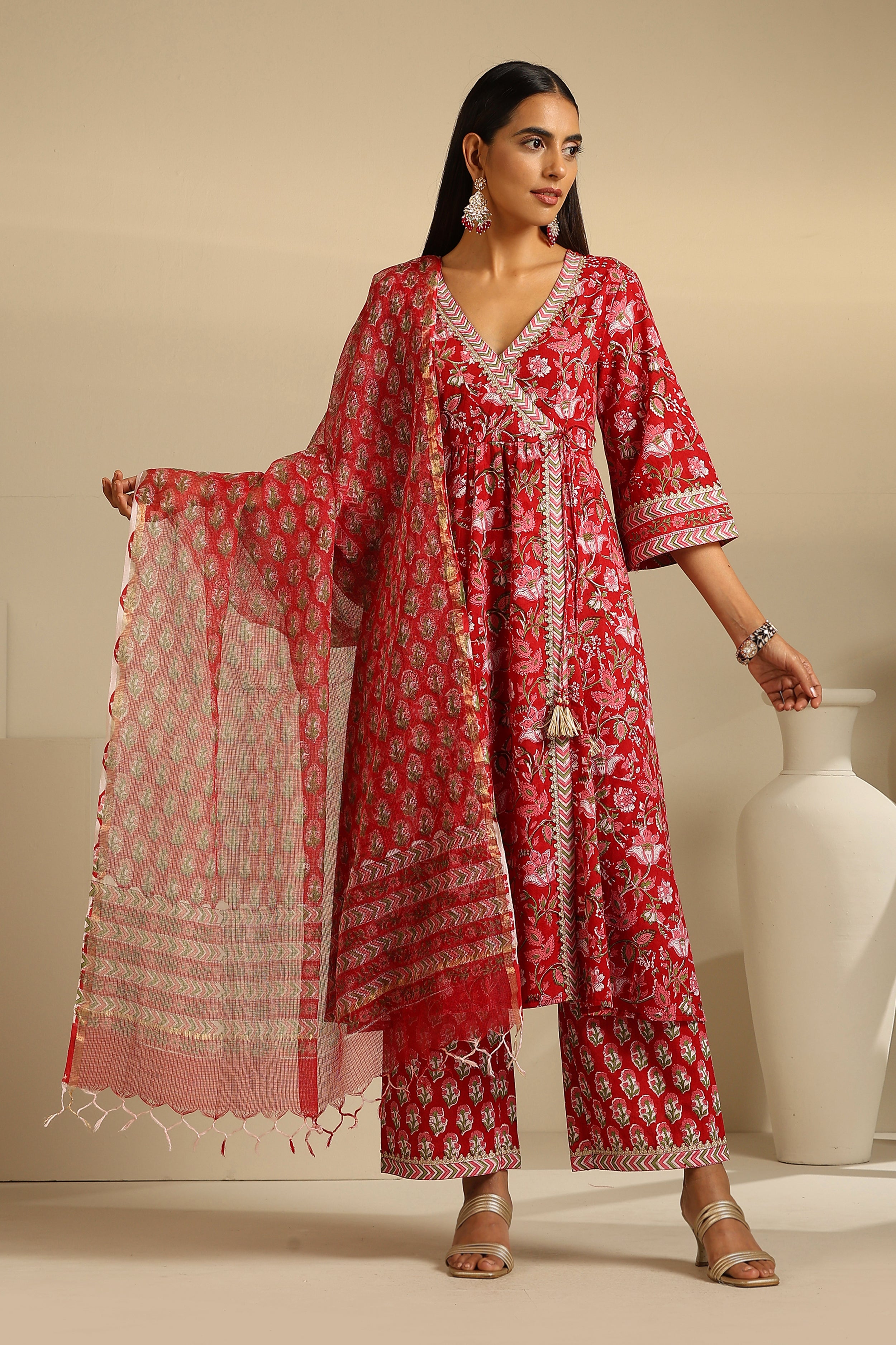 Red Sapphire Anarkali Set of 3