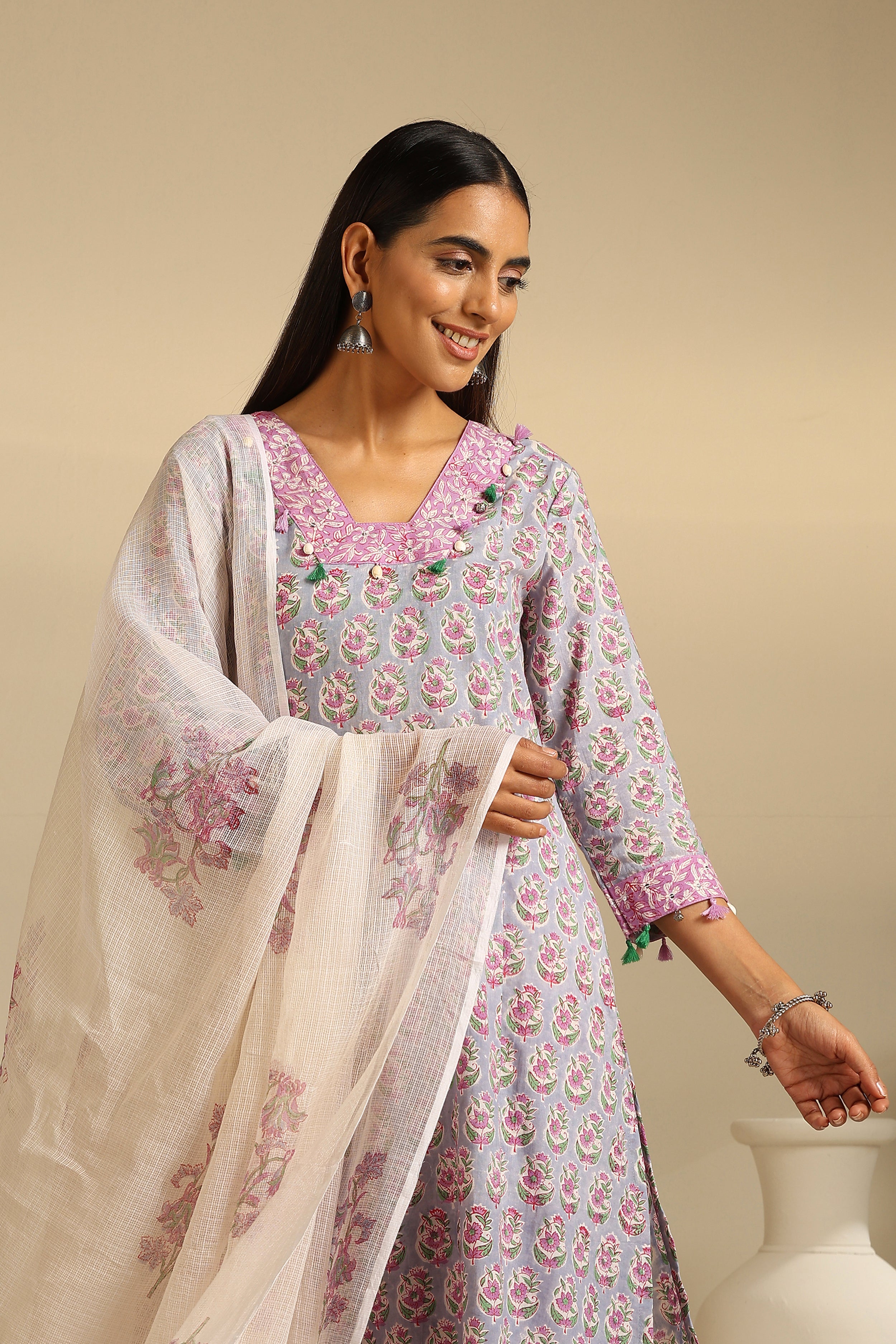 Amethyst Heather Embroidered Kurta Set of 3