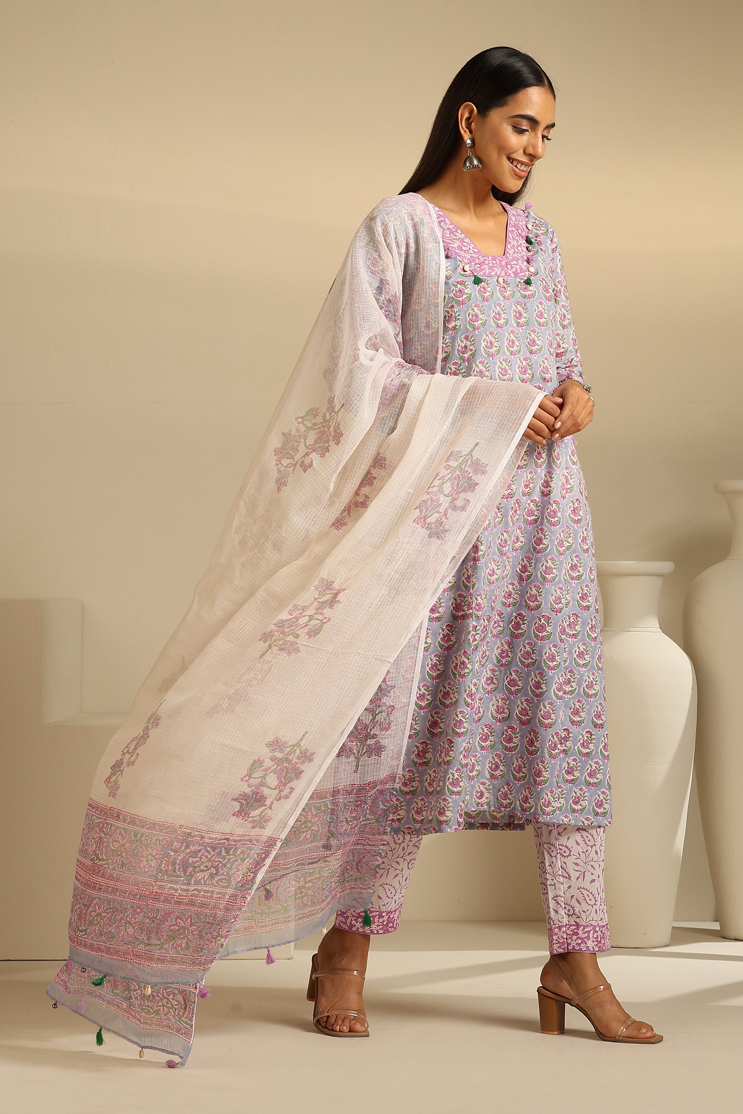 Amethyst Heather Embroidered Kurta Set of 3