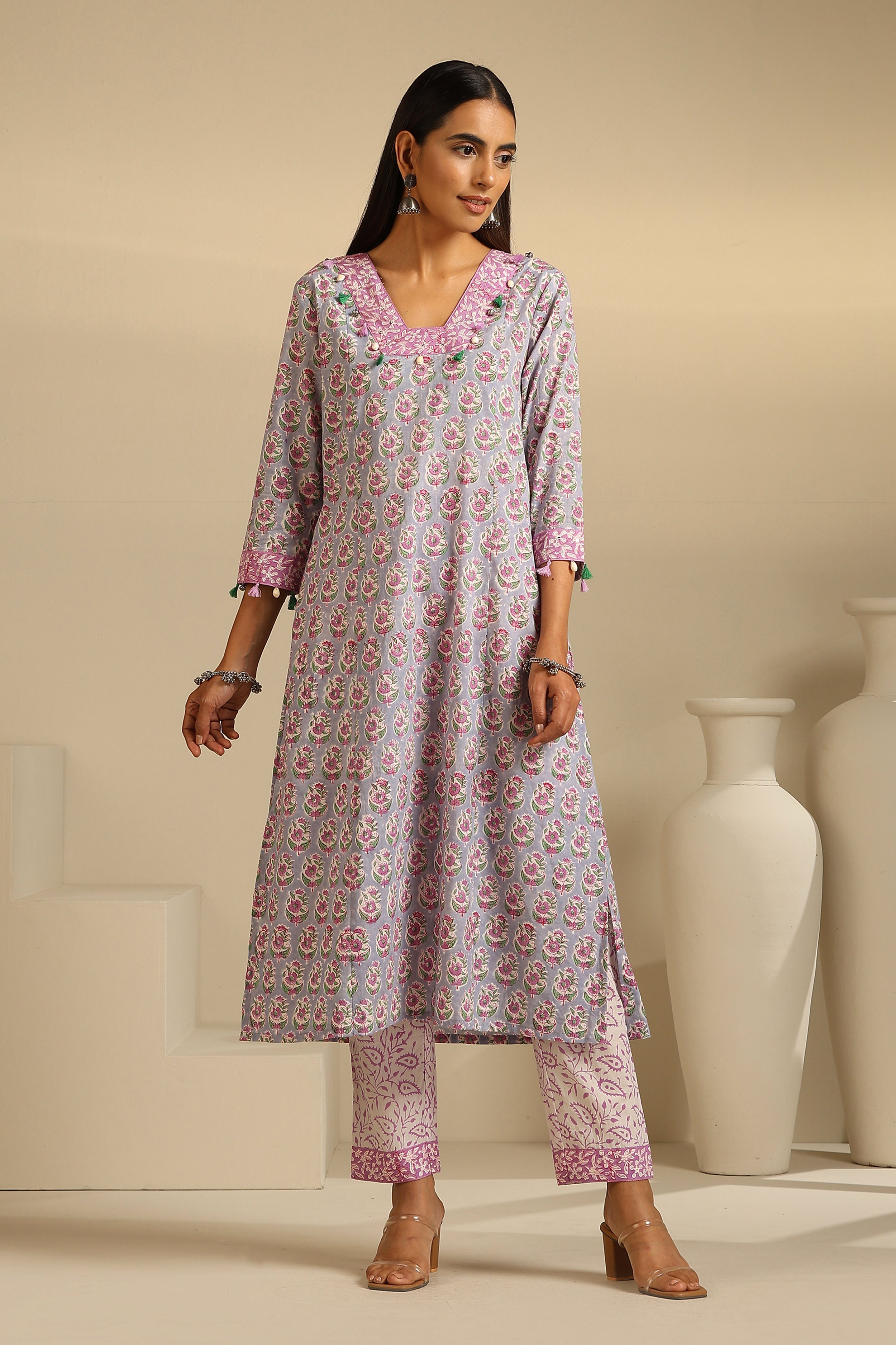 Amethyst Heather Embroidered Kurta Set of 3