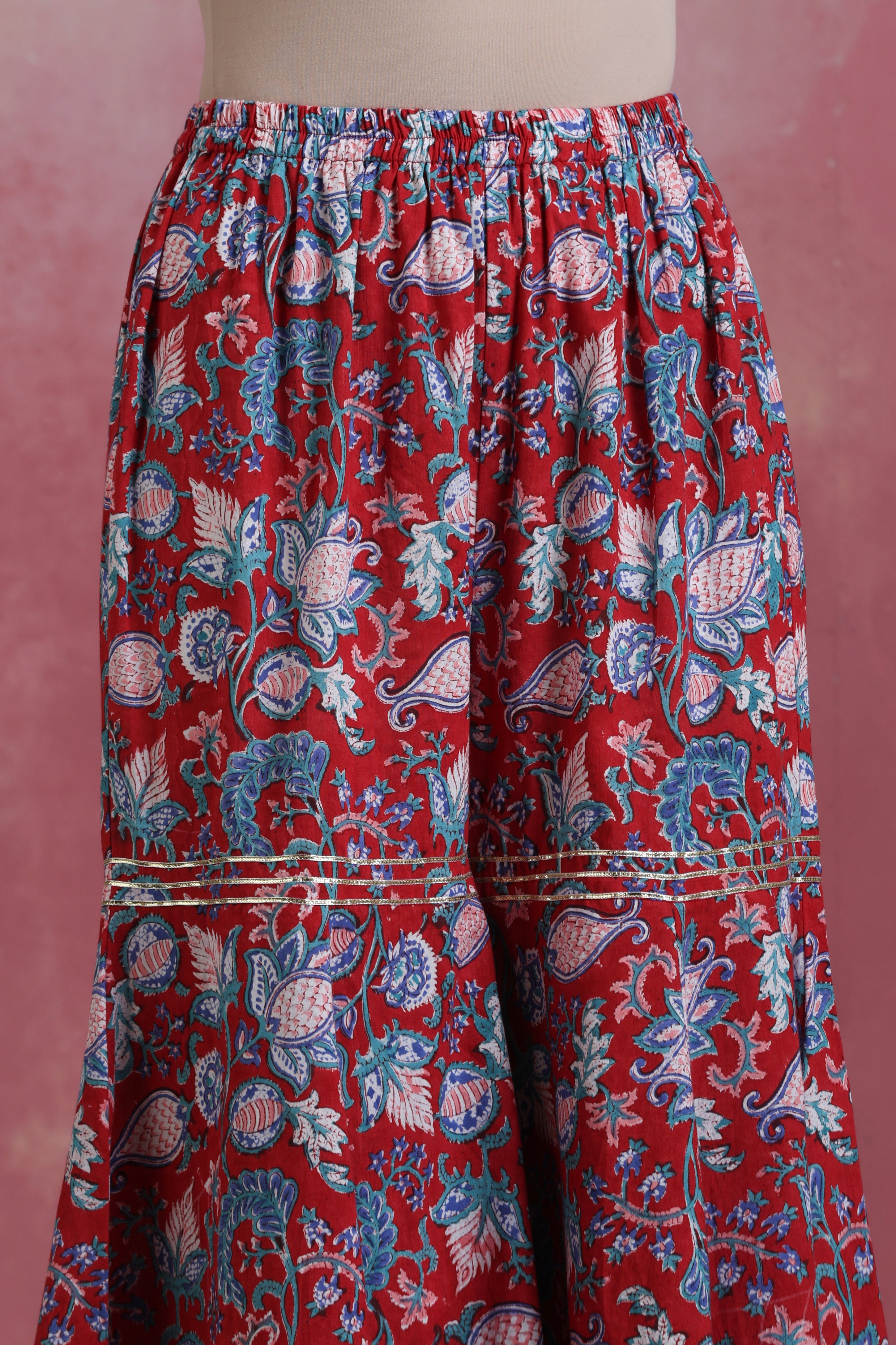 Red Ruhani Gharara Set of 3