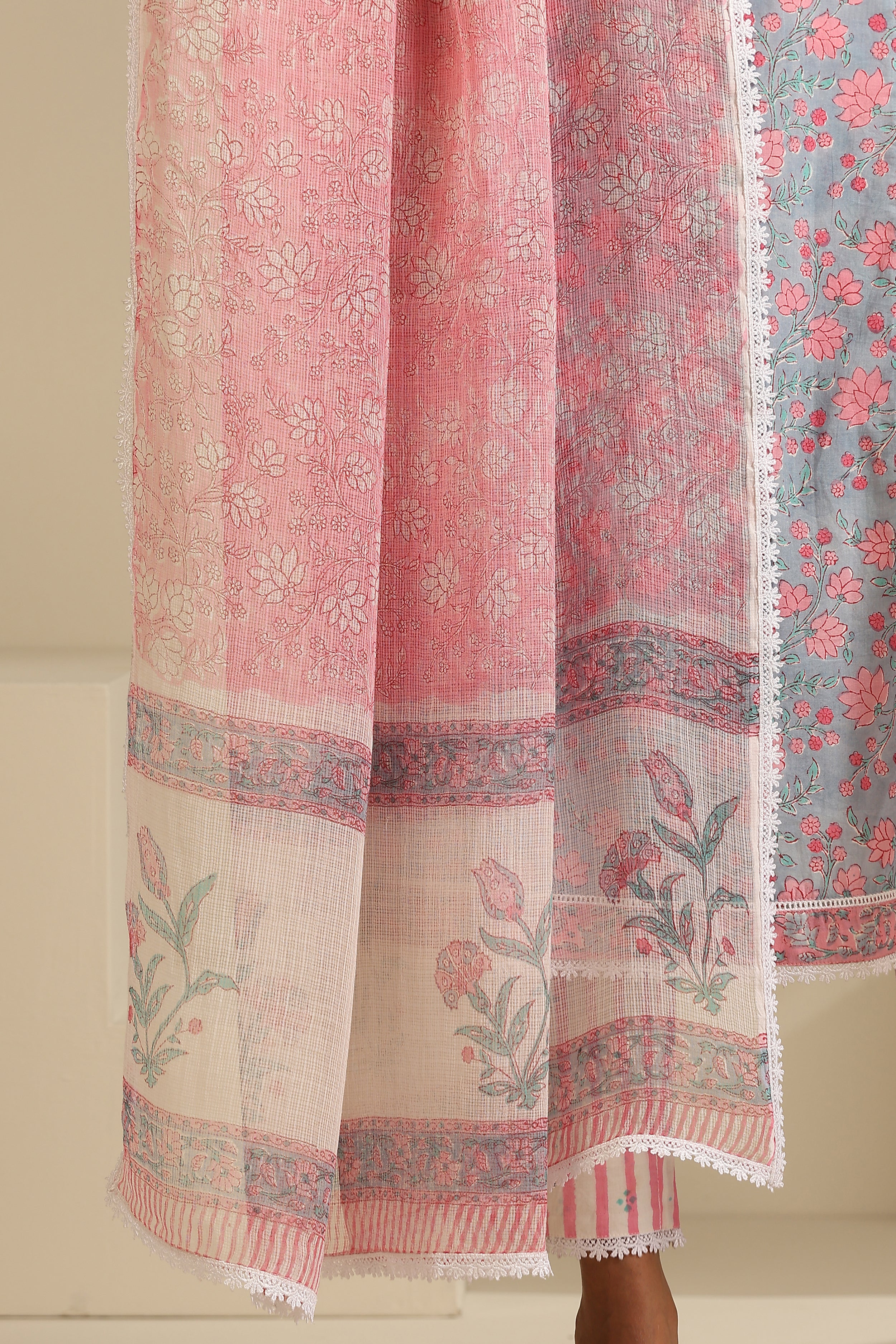 Blue Hyacinth Floral Kurta Set of 3