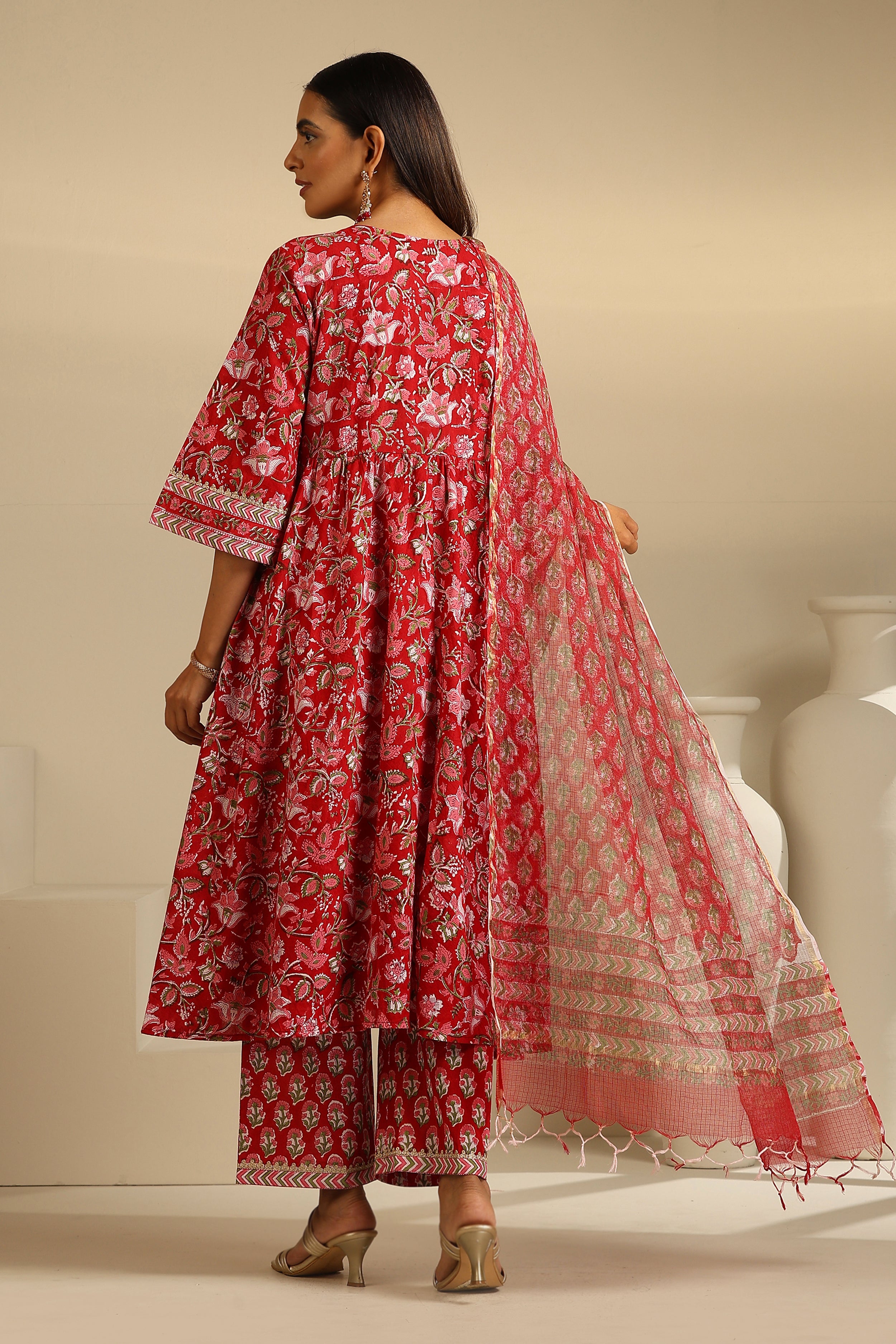 Red Sapphire Anarkali Set of 3