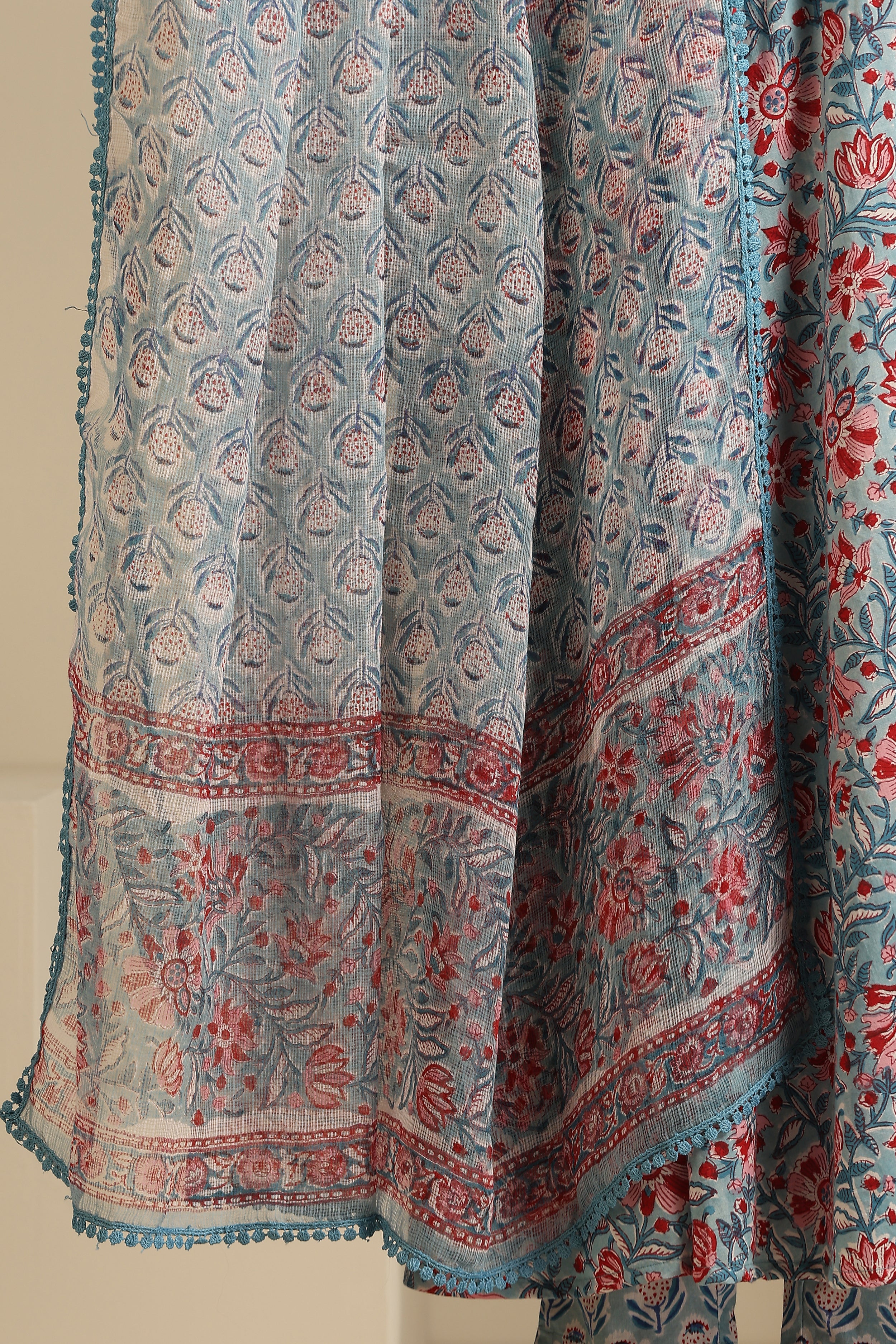 Blue Livia Gathered Kurta Set of 3