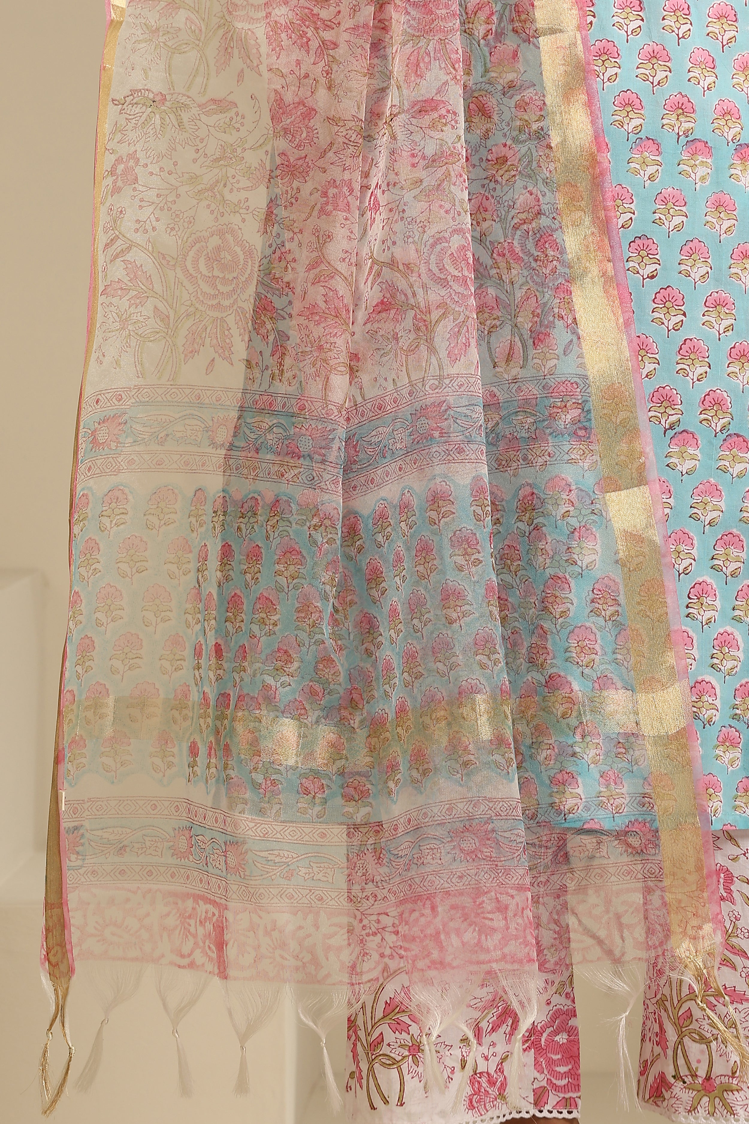 Cerulean Blue Embroidered Kurta Set of 3
