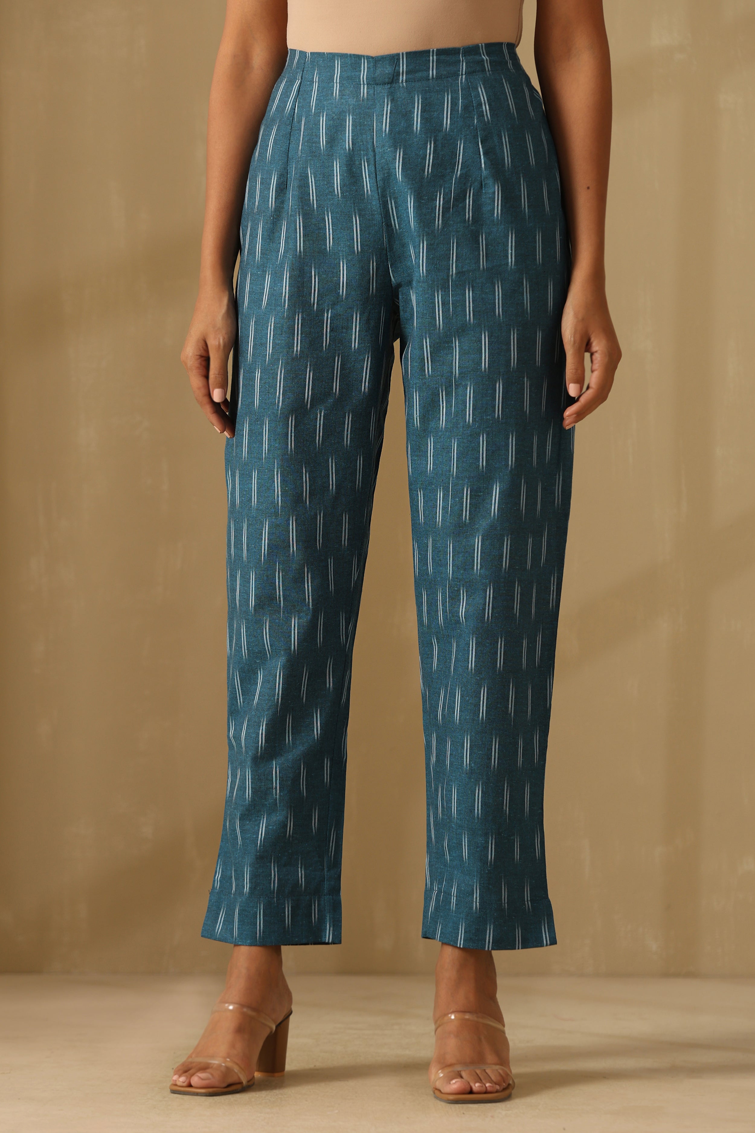 Azure Teal Ikat Handloom Cotton Kurta Set of 2