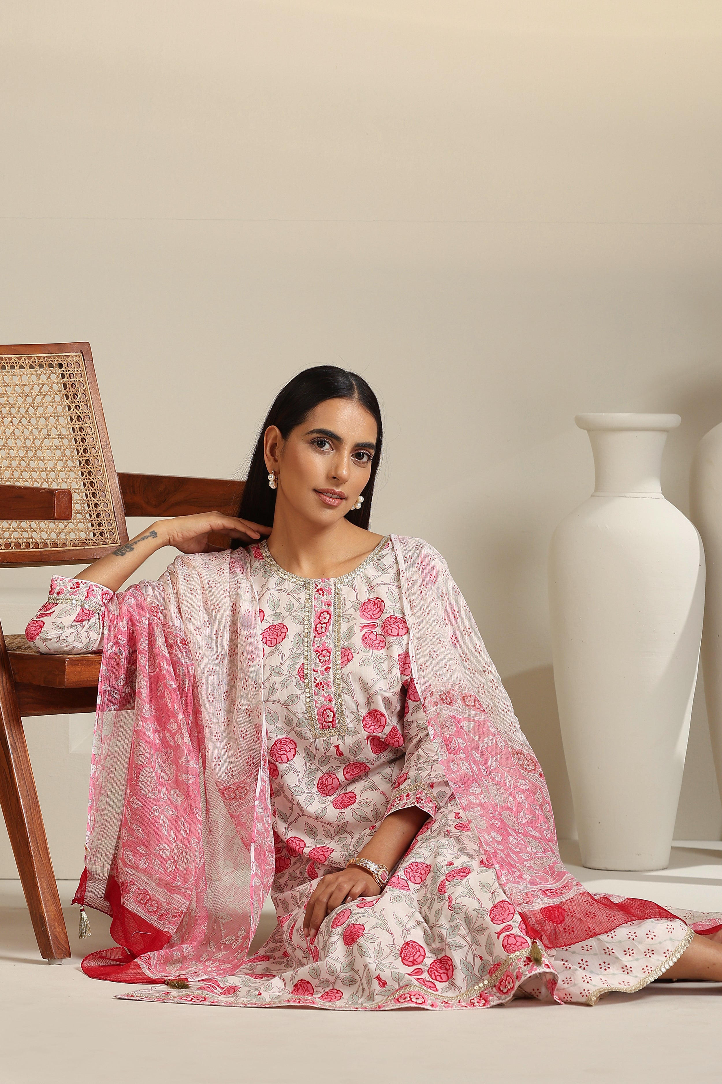 White Rosalia Kurta Set of 3