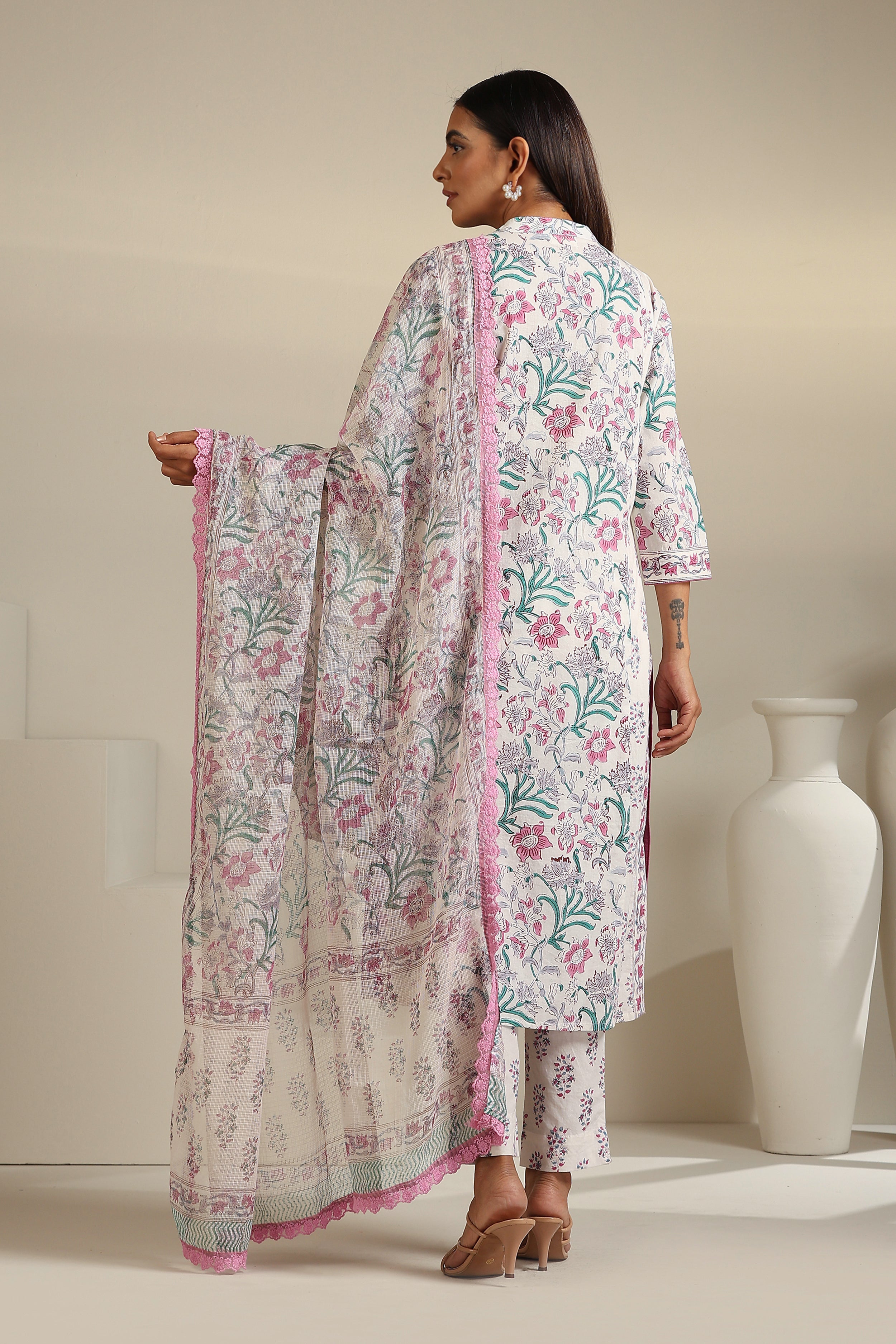 Purple Hibiscus Floral Kurta Set of 3