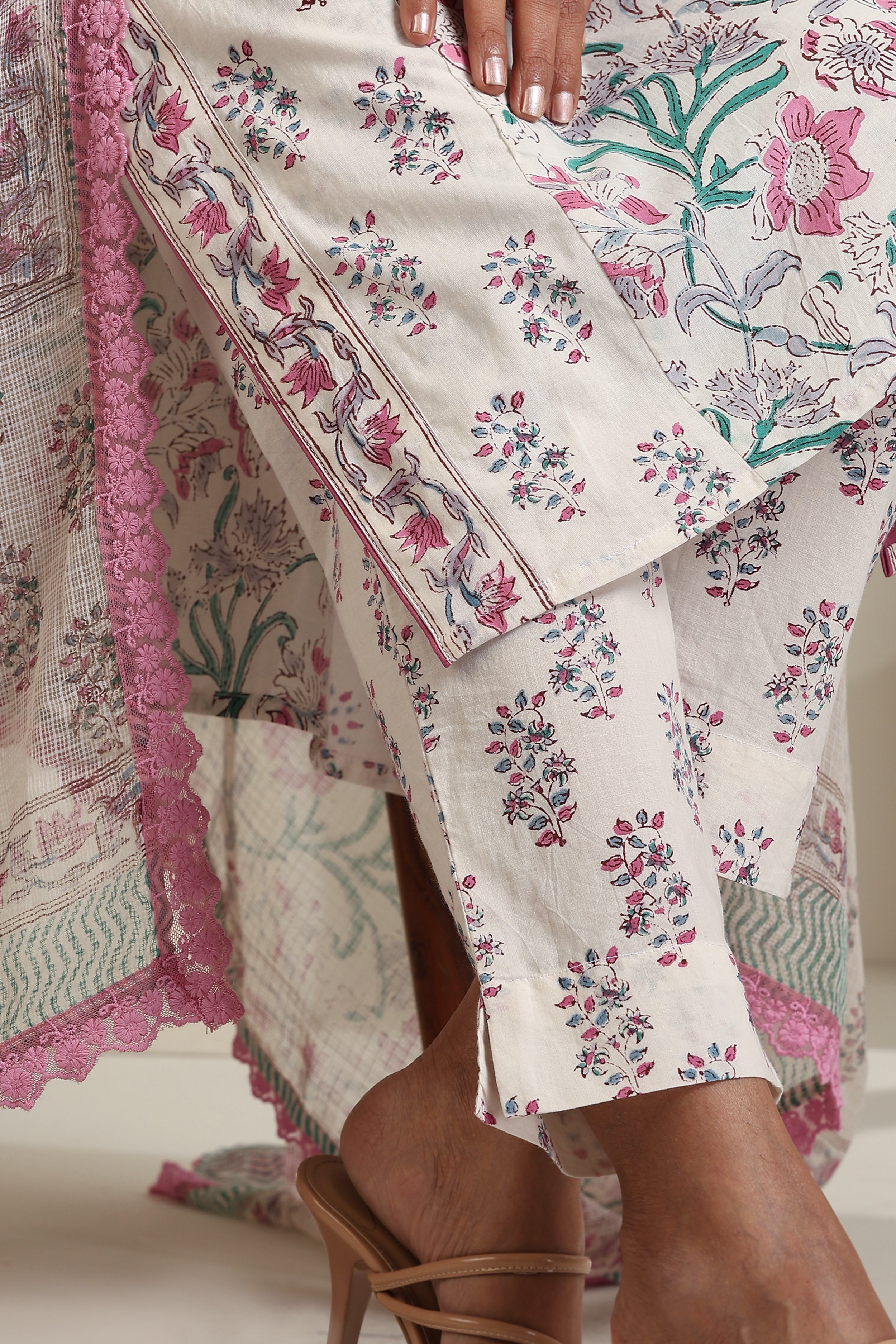 Purple Hibiscus Floral Kurta Set of 3