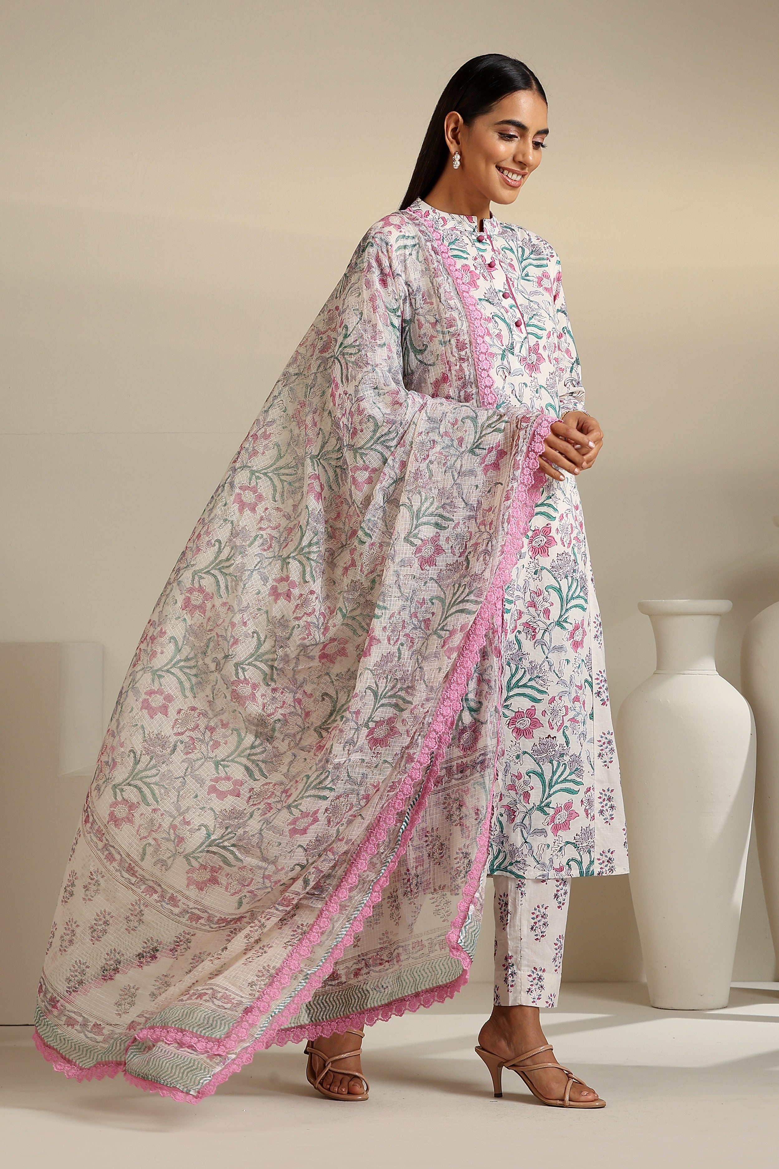 Purple Hibiscus Floral Kurta Set of 3
