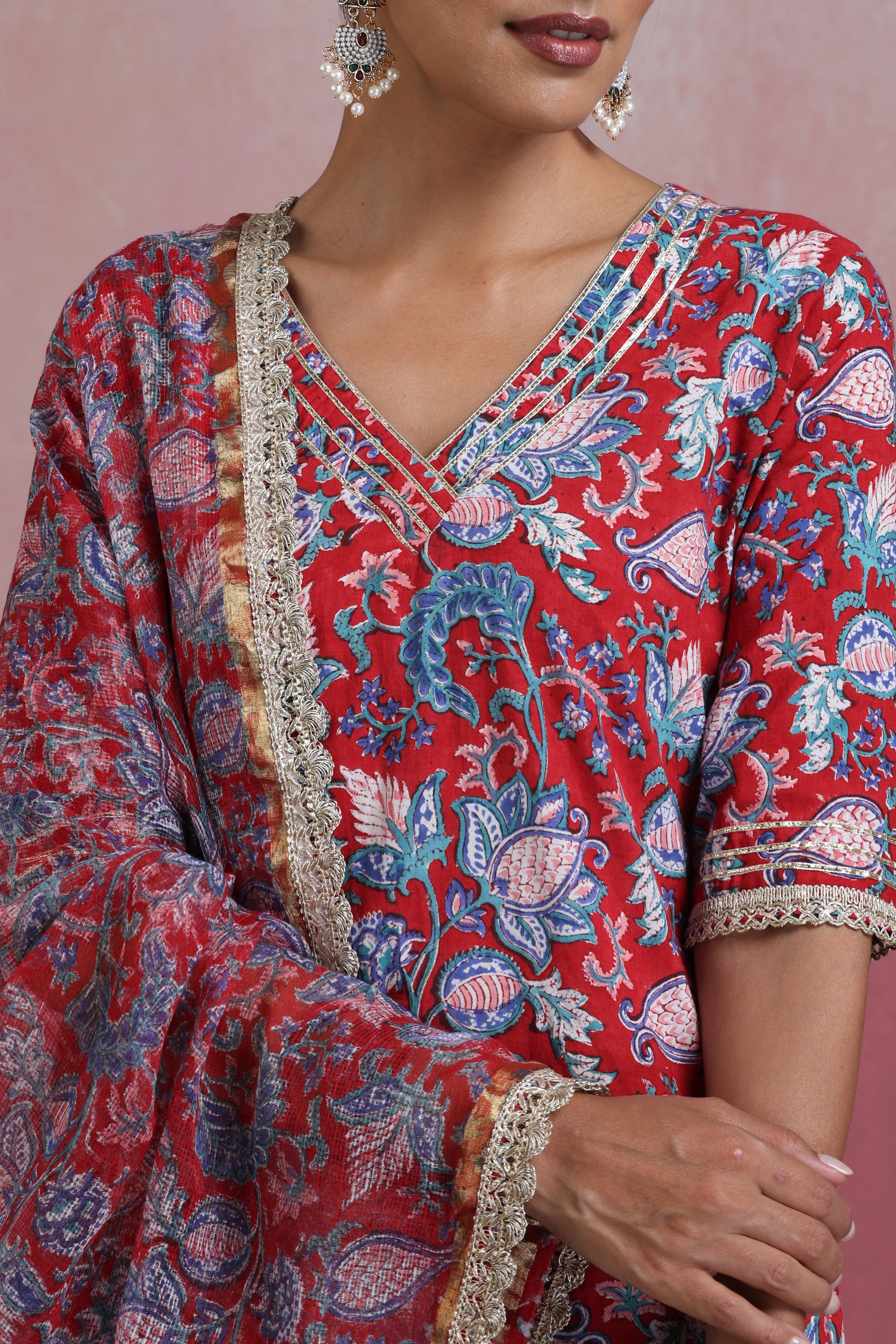 Red Ruhani Gharara Set of 3