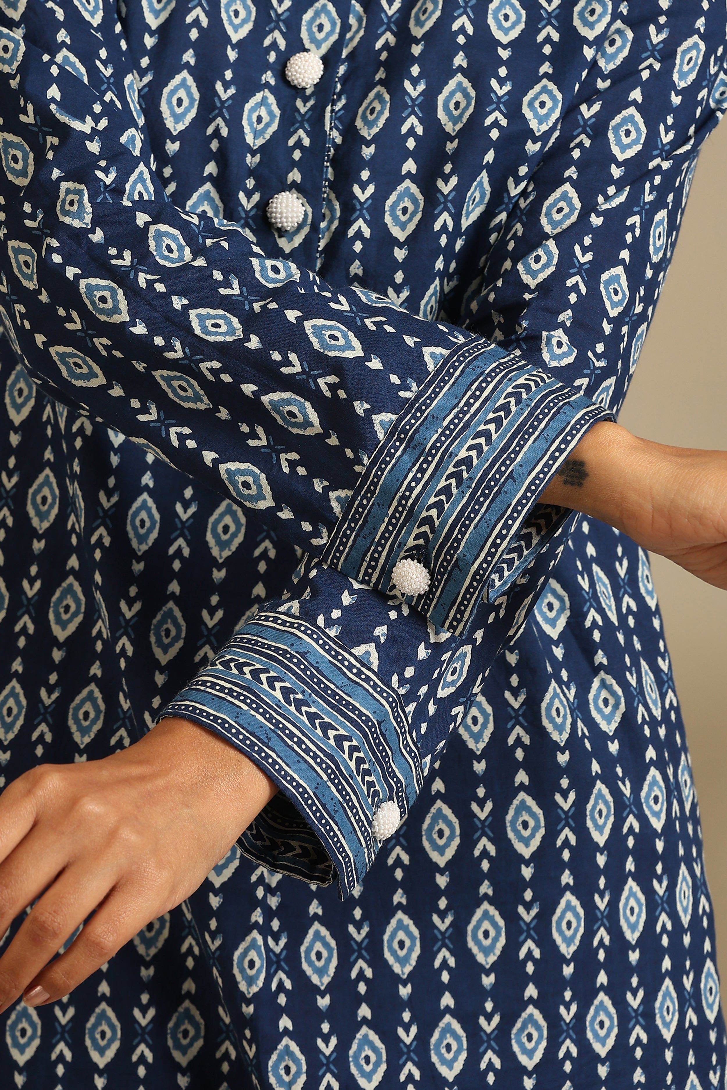 Indigo Geometric Kurta Set of 2