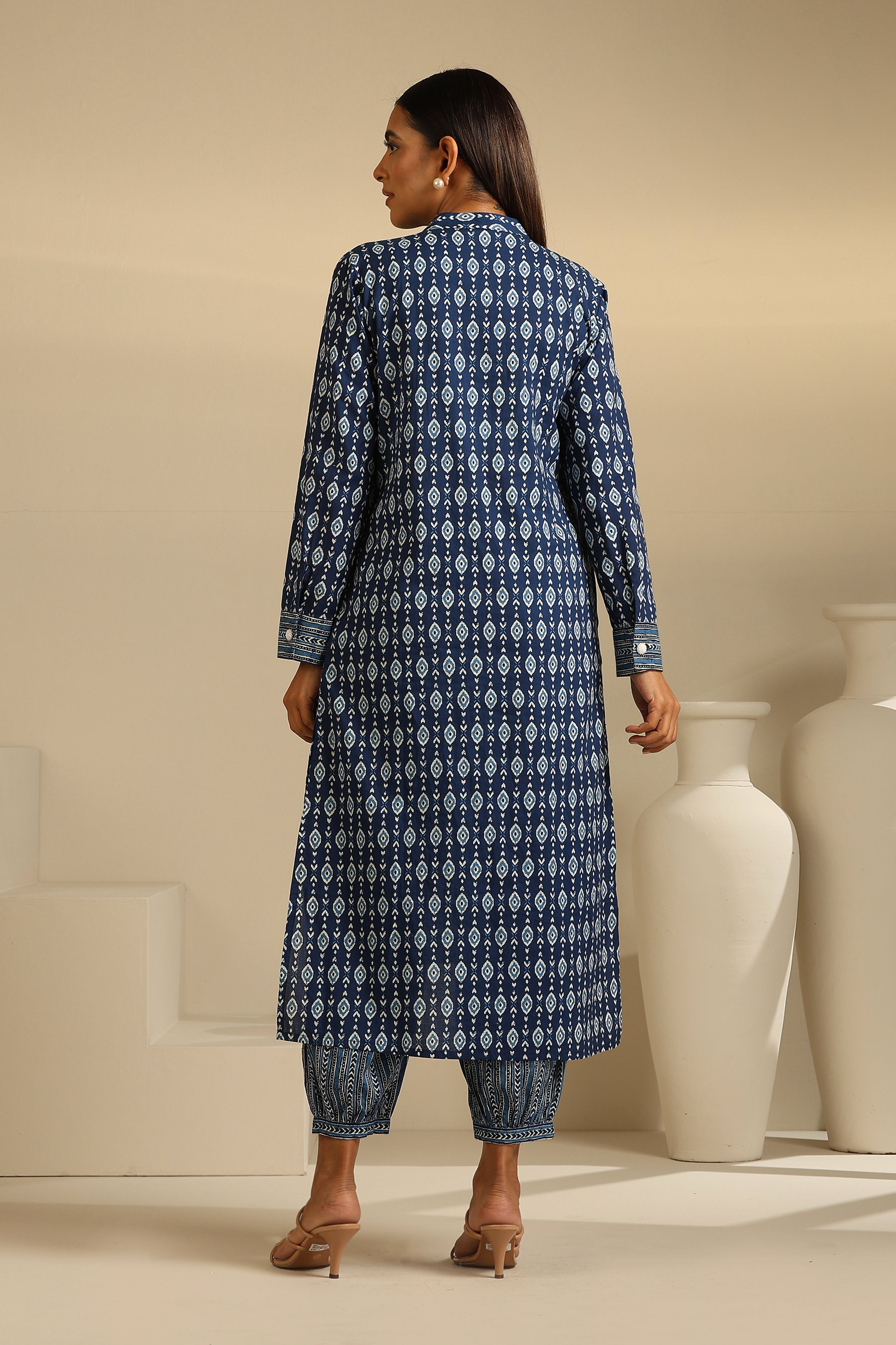 Indigo Geometric Kurta Set of 2