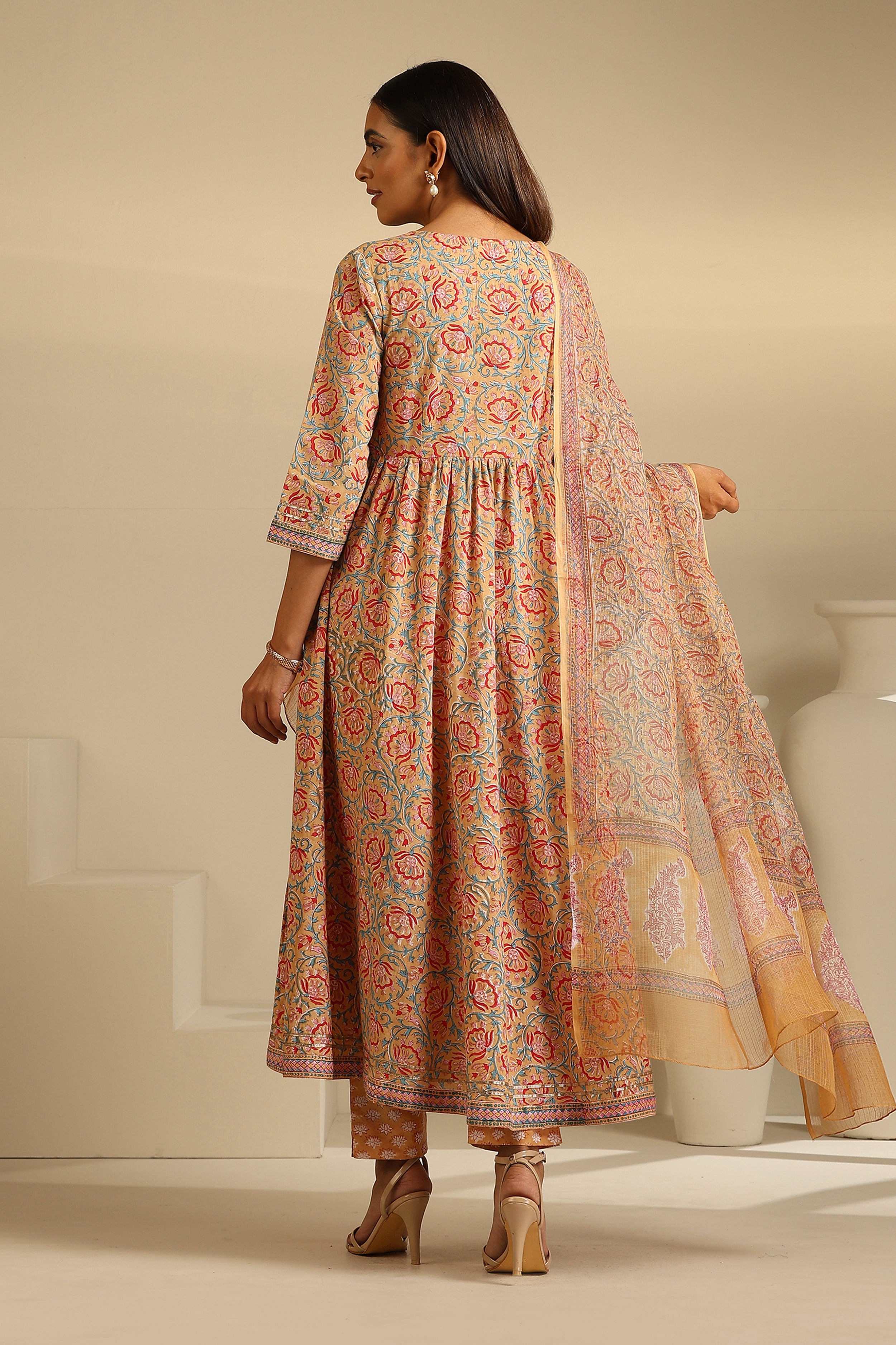 Mustard Aria Embroidered Anarkali Set of 3