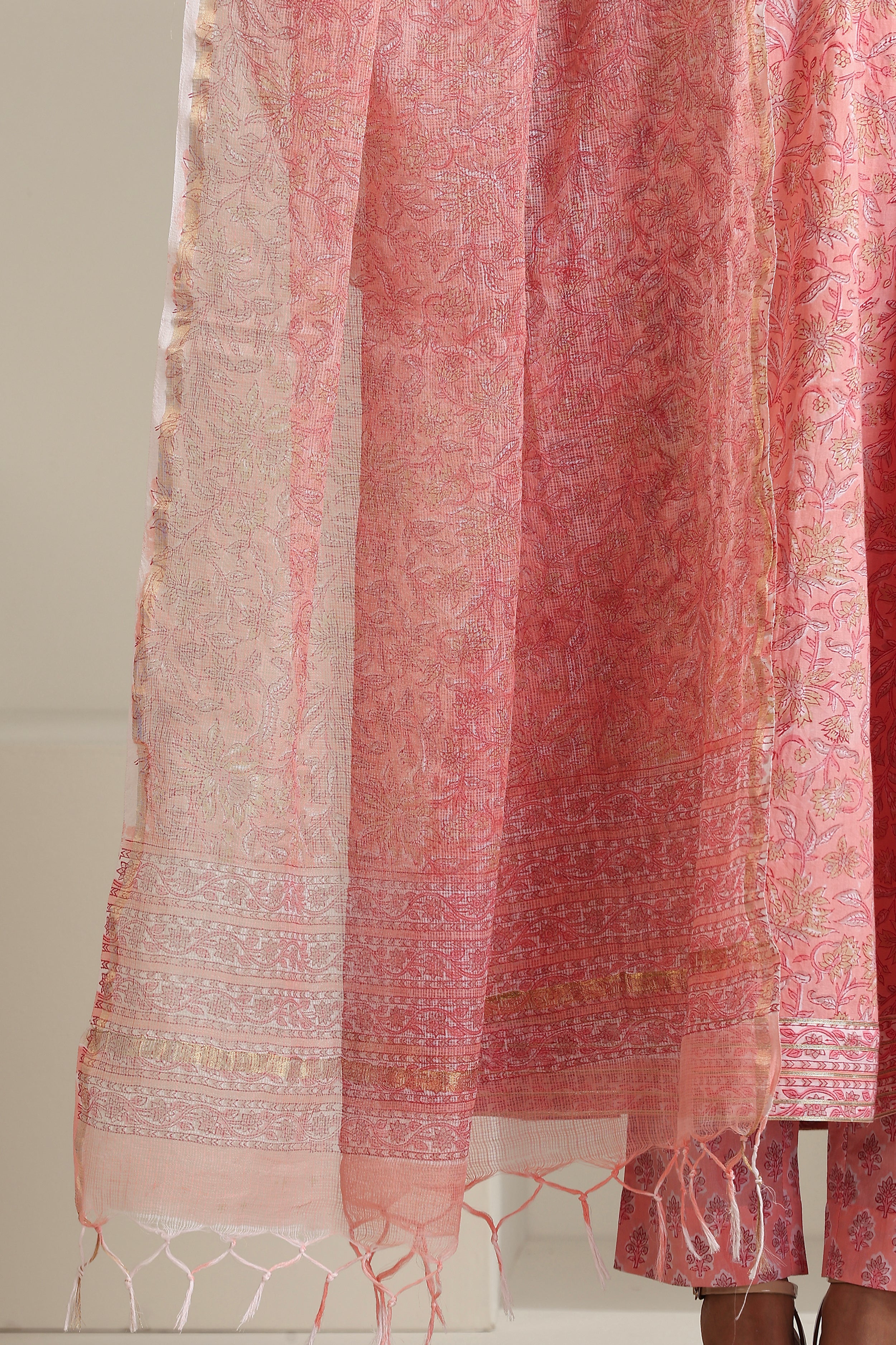Bella Blush Pink Kalidaar Anarkali Set of 3