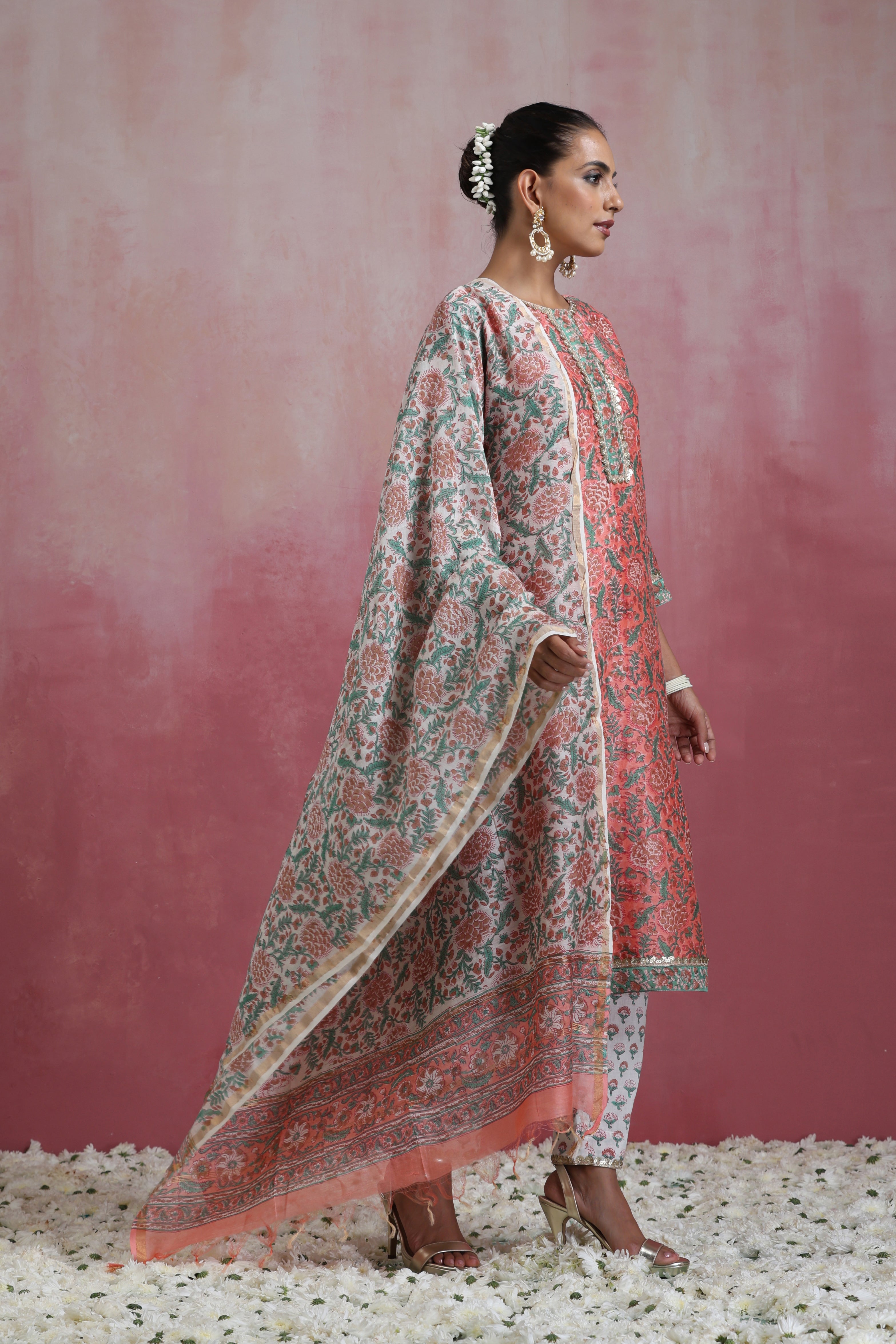 Peach Perry Chanderi Kurta Set of 3