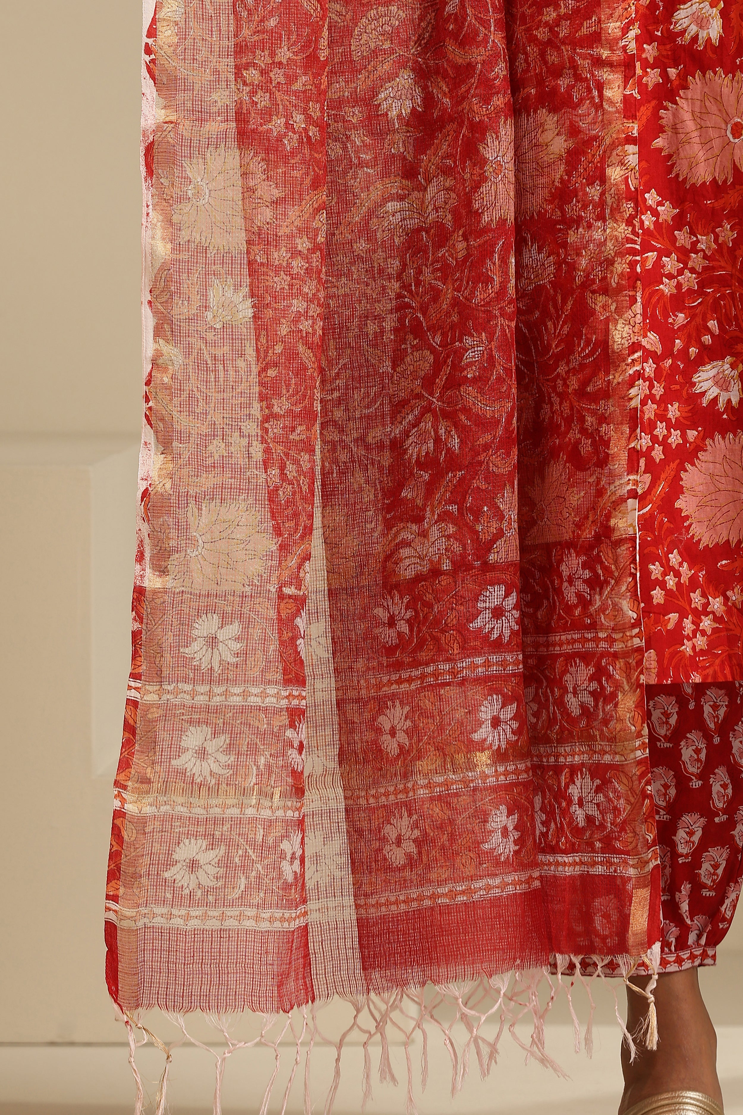 Red Clara Embroidered Kurta Set of 3