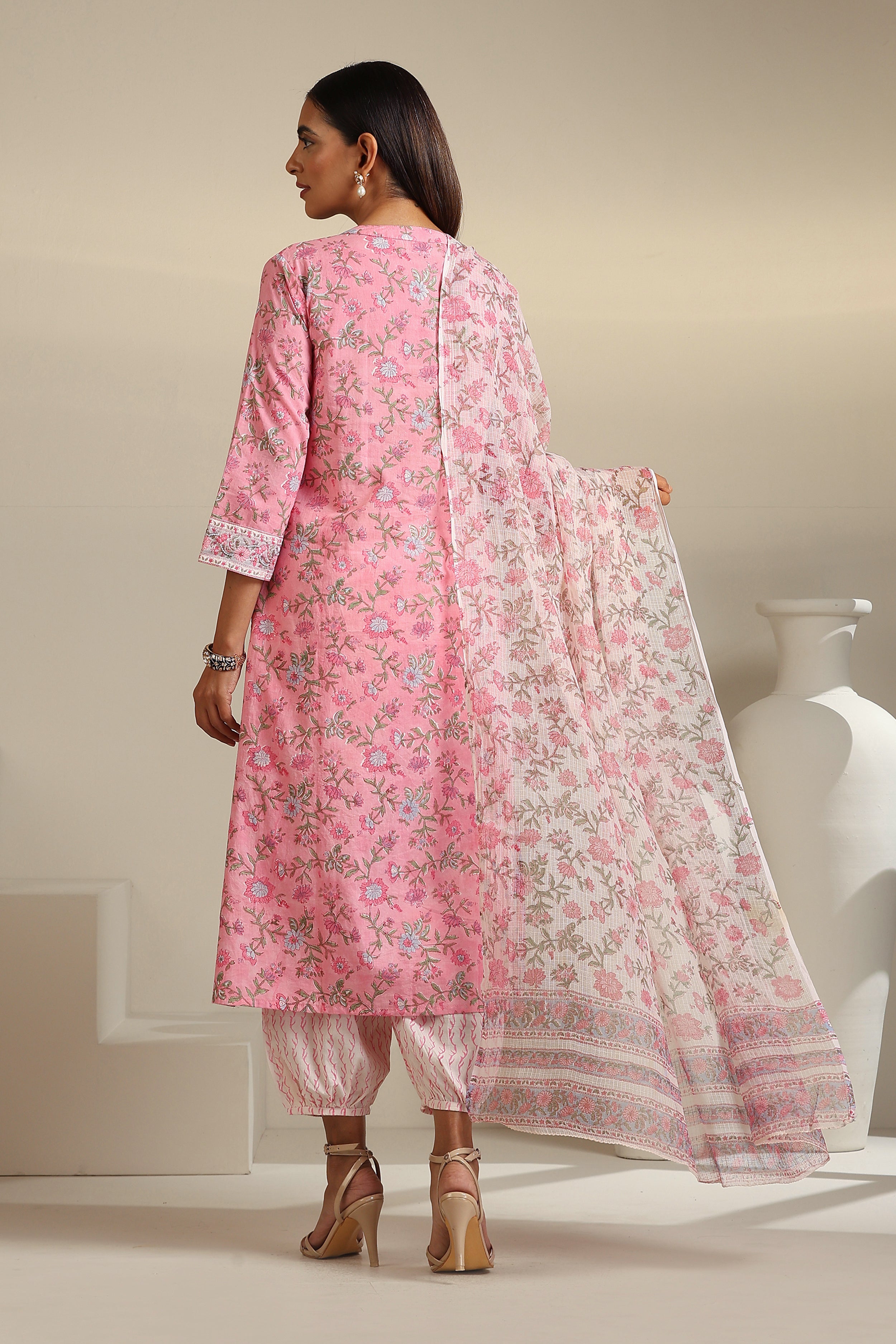 Cerise Pink Embroidered Kurta Set of 3
