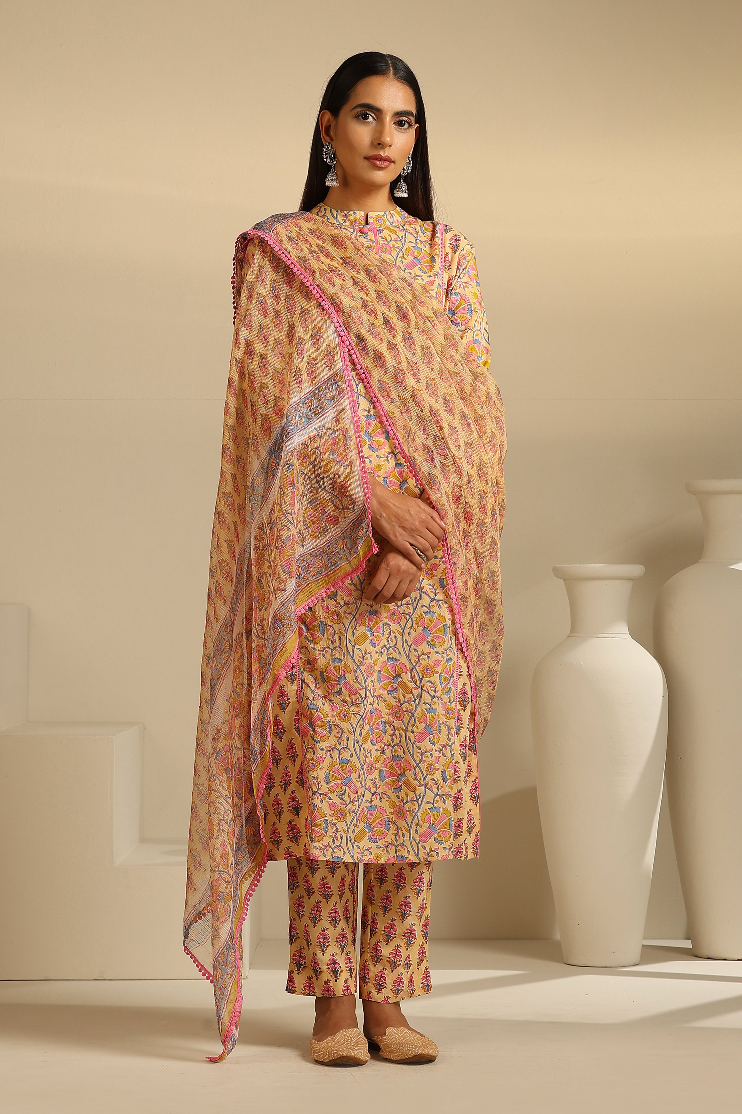 Yellow Lantana Floral Kurta Set of 3