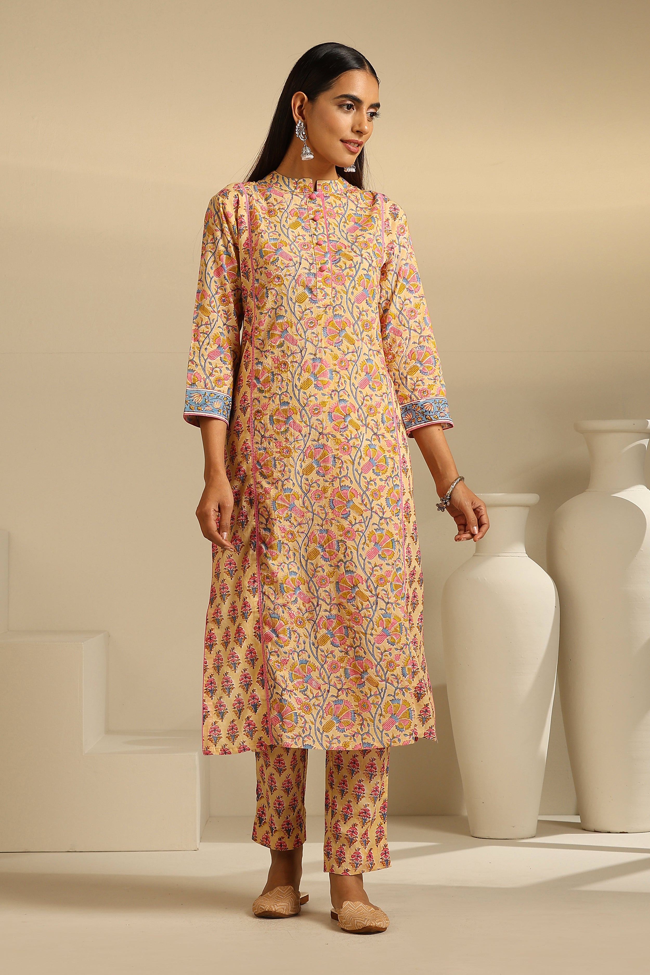 Yellow Lantana Floral Kurta Set of 3