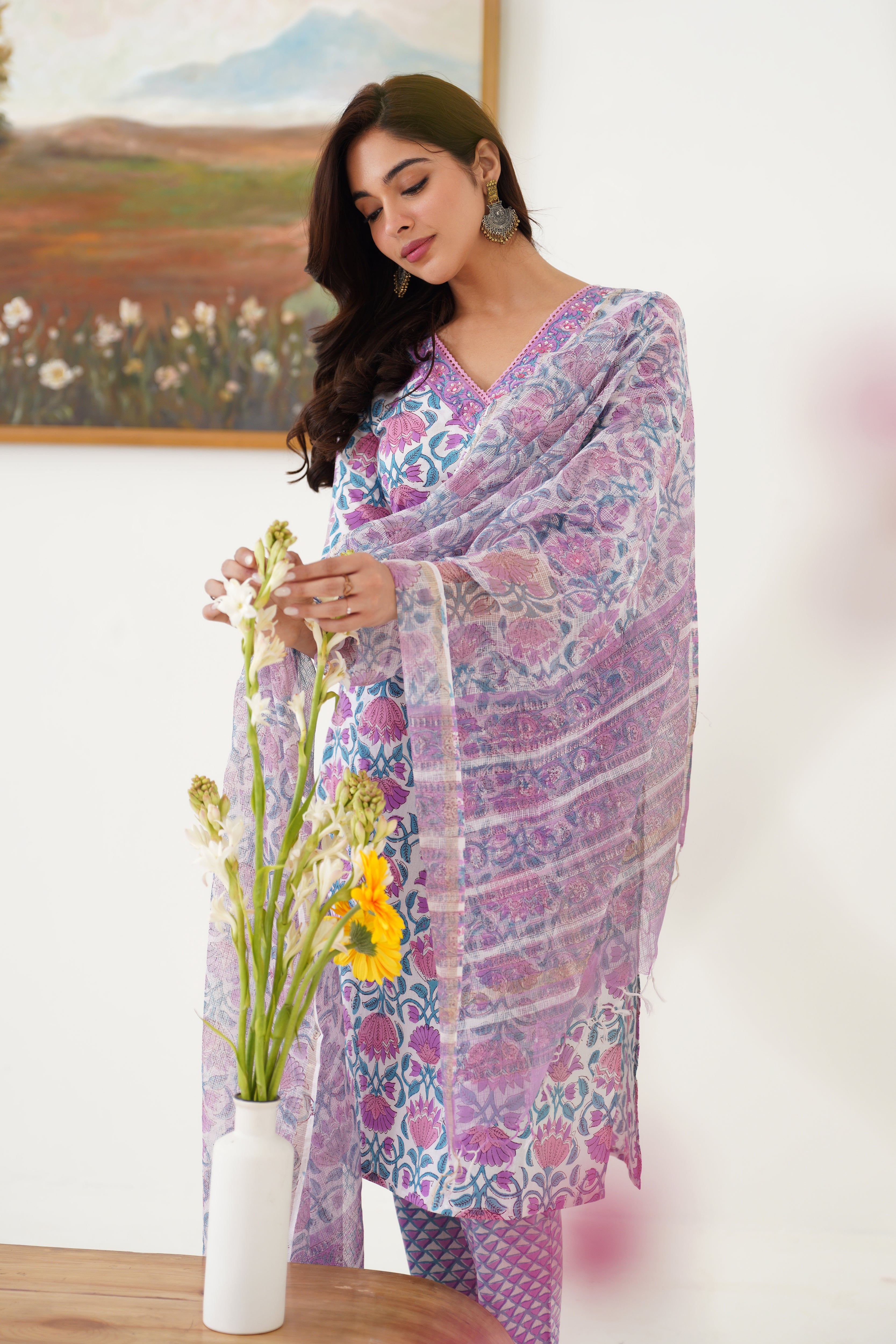 Purple Aurelia Embroidered Kurta Set of 3