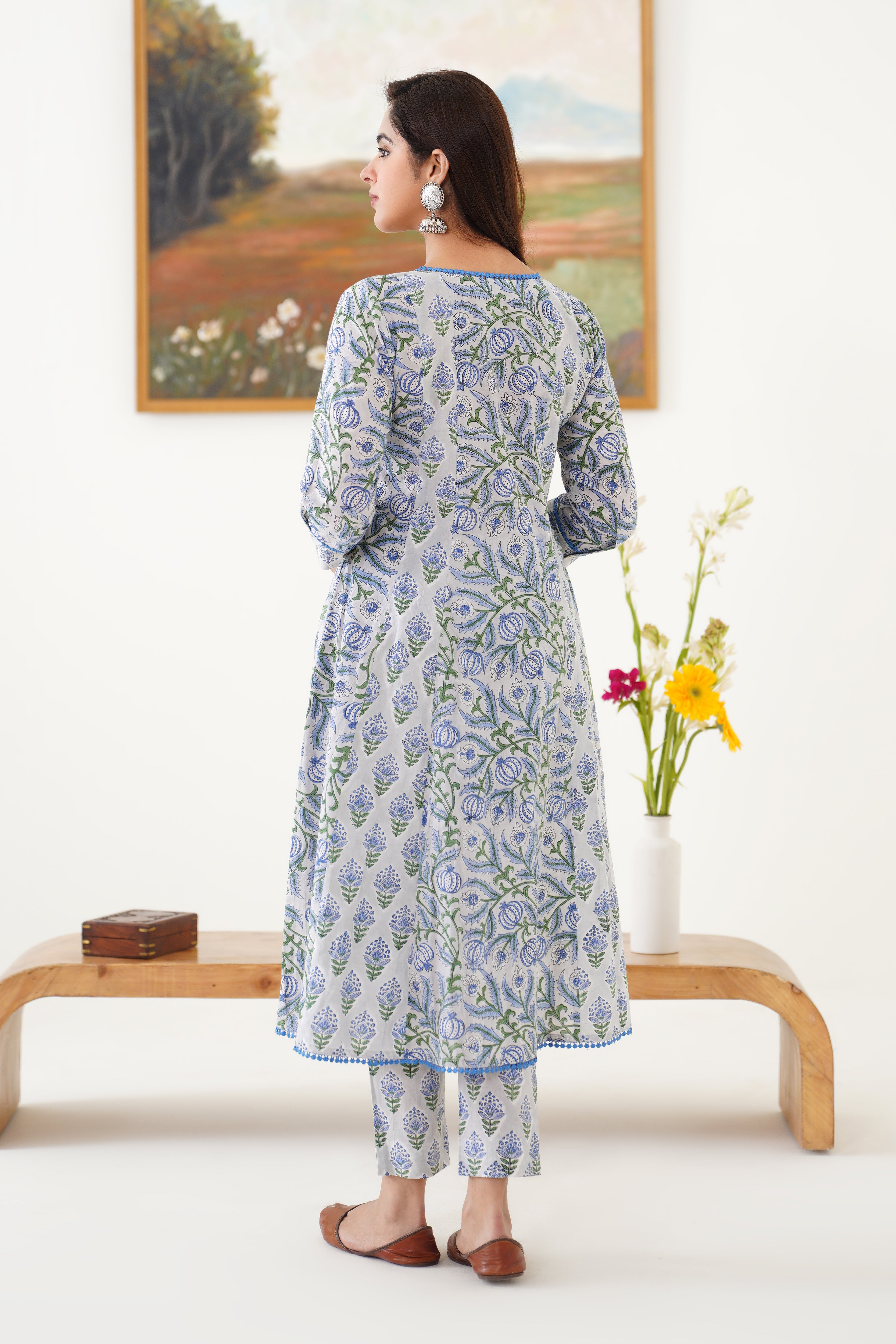 Blue Freesia Kalidaar Anarkali Set of 3