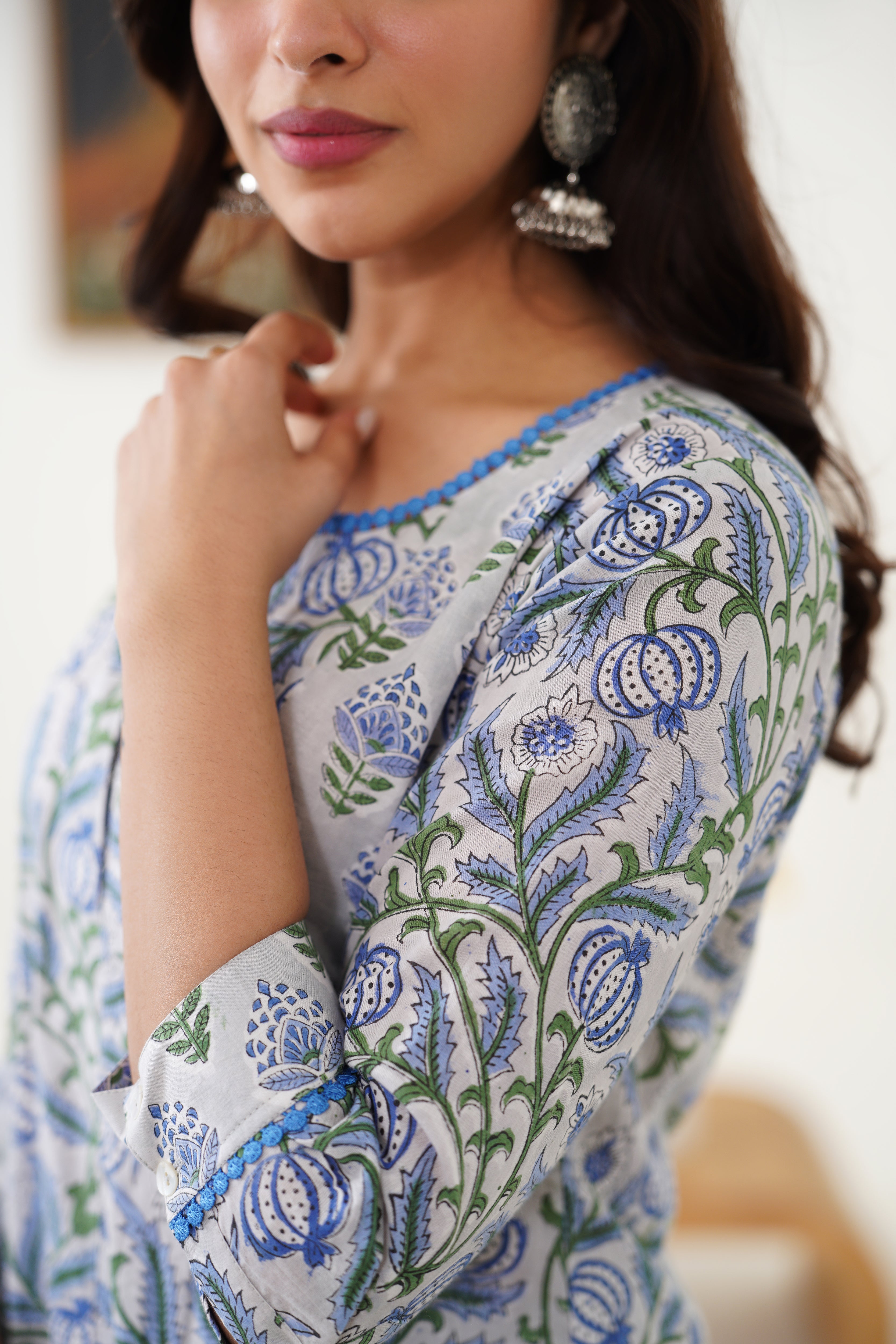 Blue Freesia Kalidaar Anarkali Set of 3