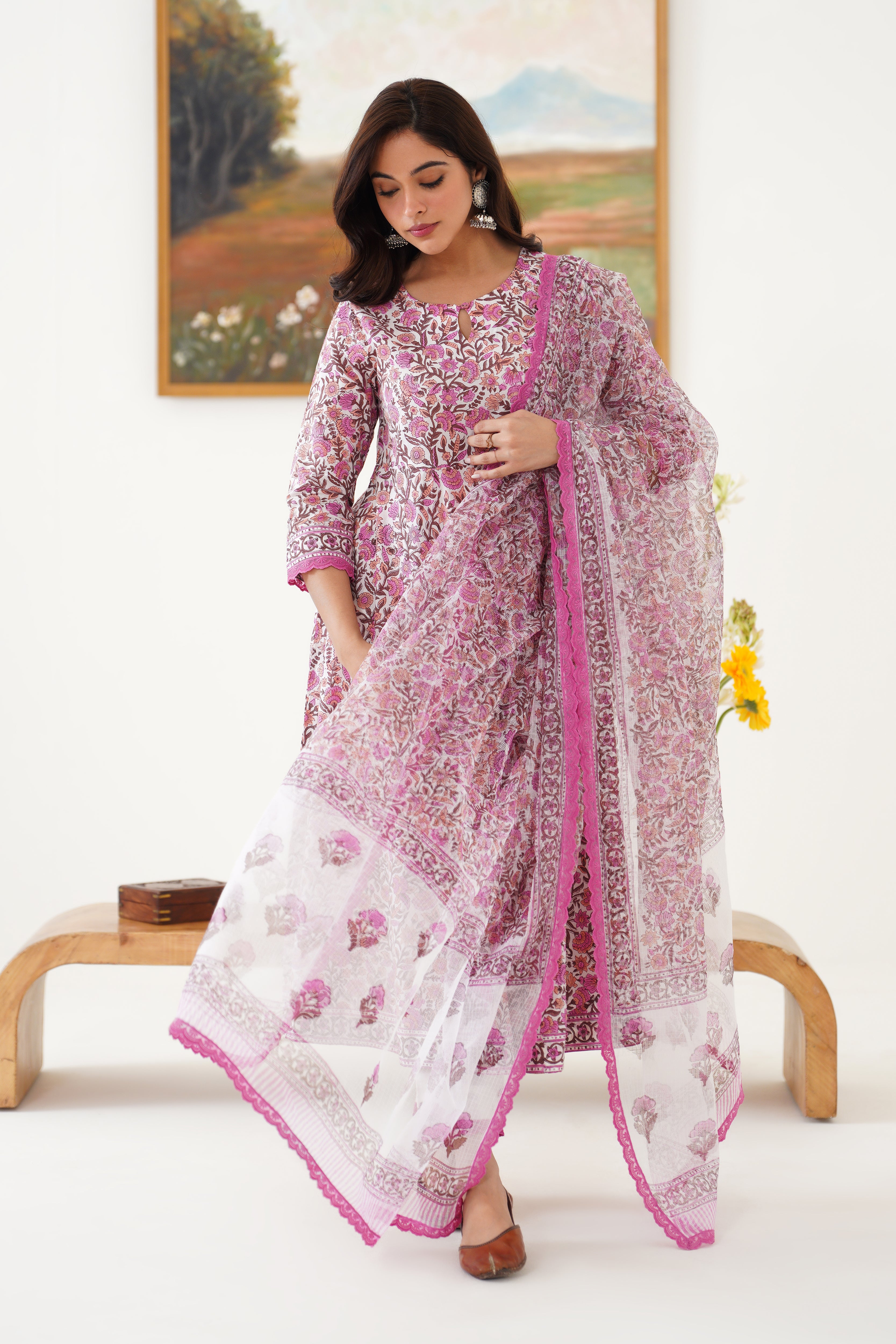 Pink Penelope Anarkali Set of 3