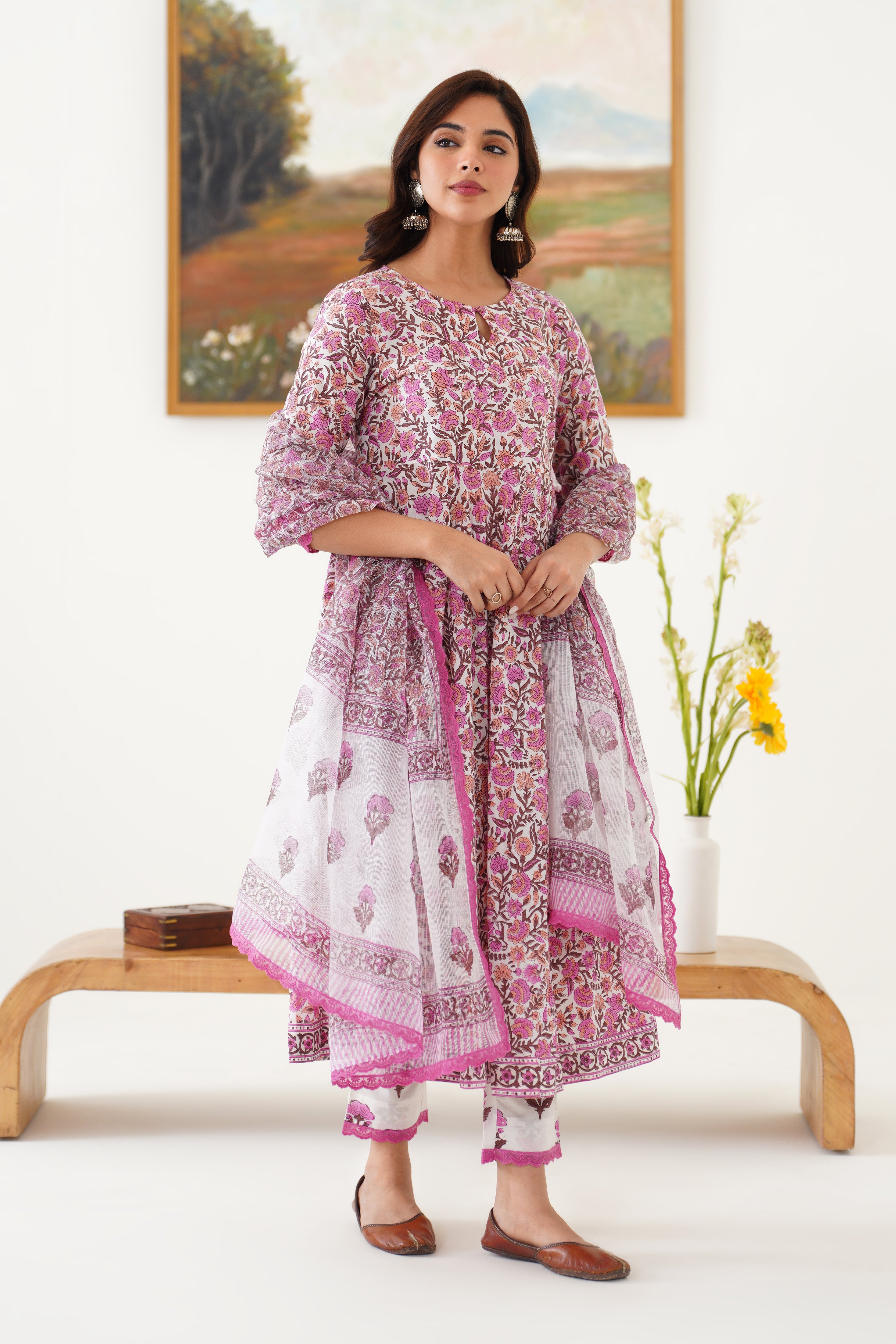 Pink Penelope Anarkali Set of 3