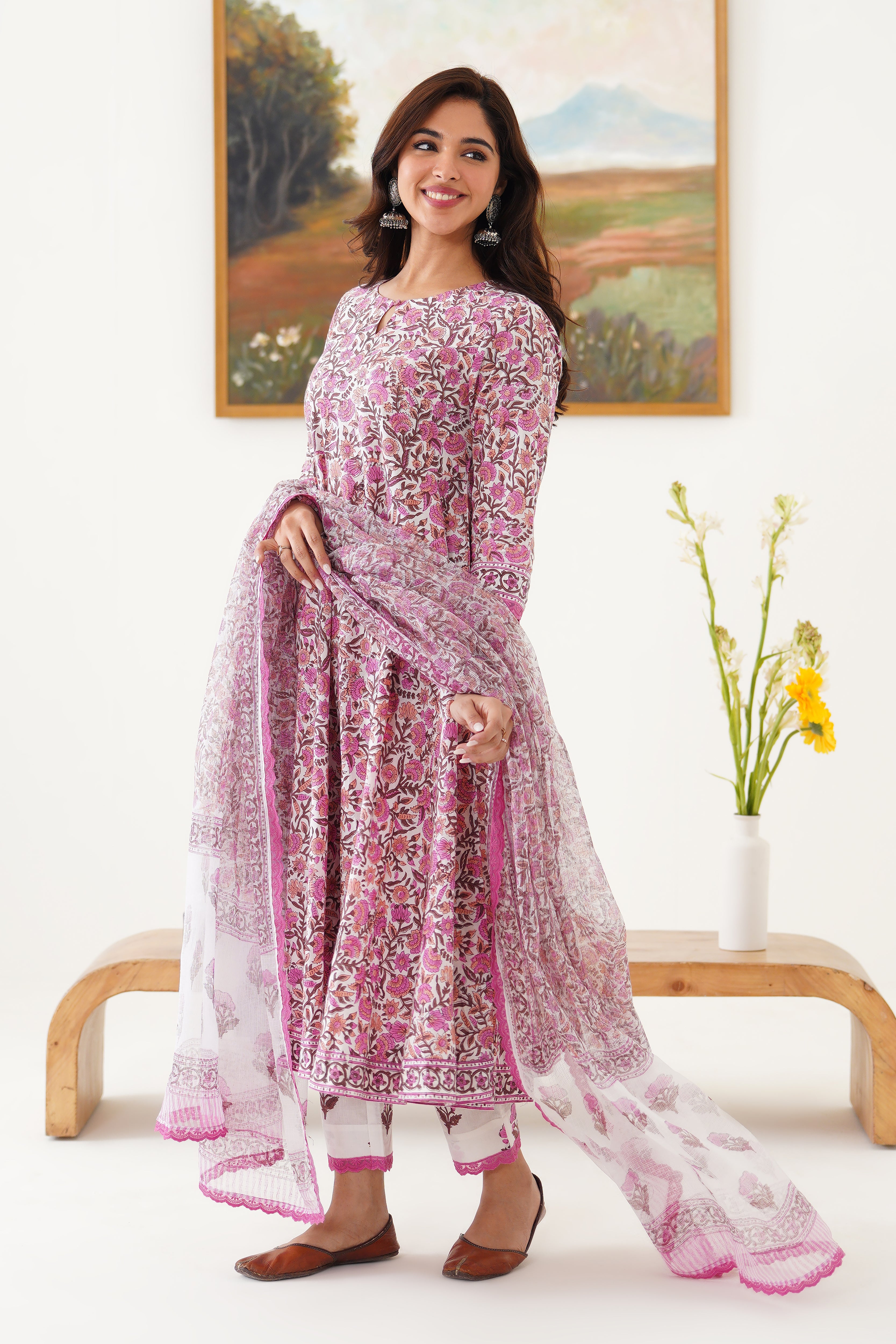 Pink Penelope Anarkali Set of 3