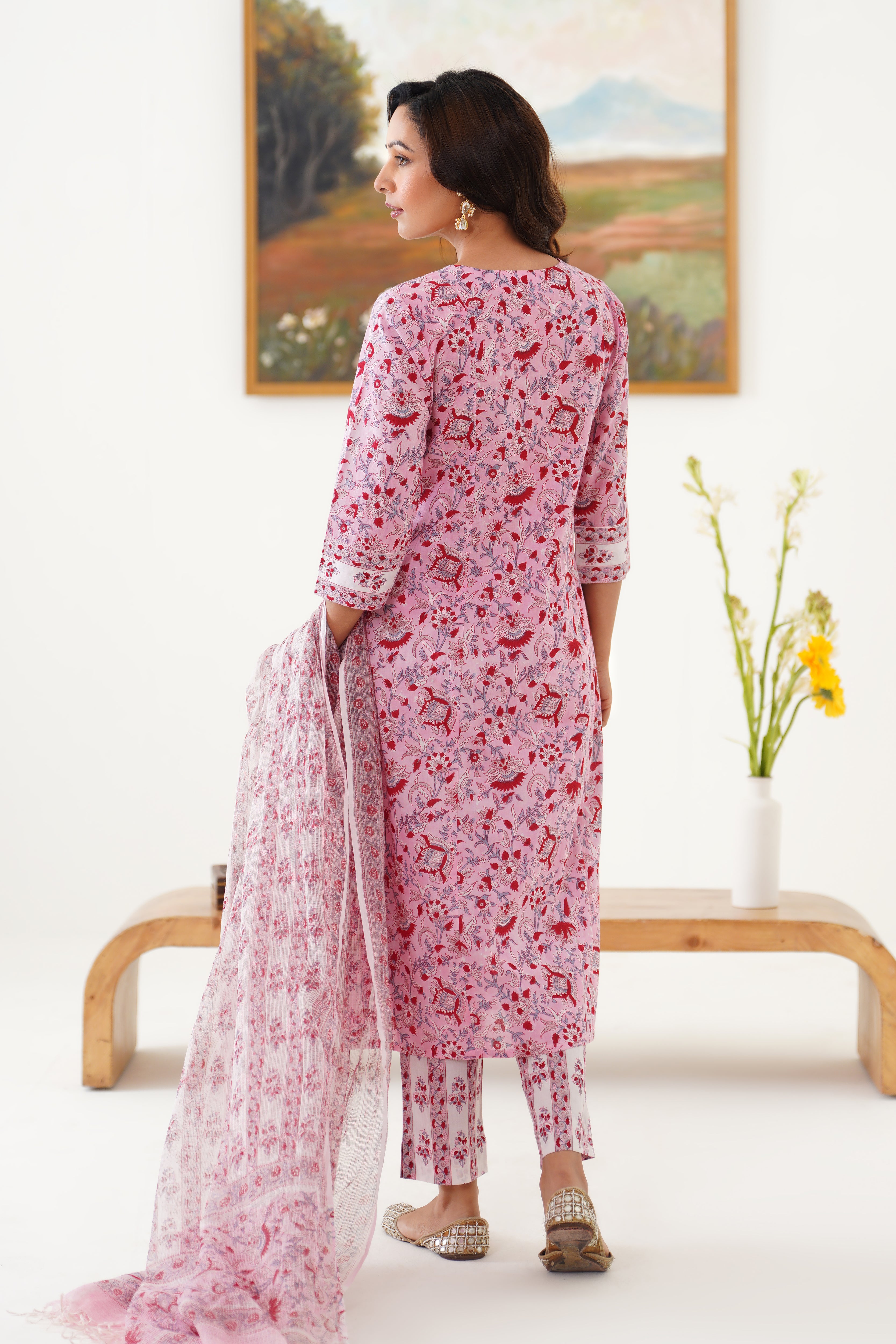Pink Fiona Embroidered Kurta Set of 3