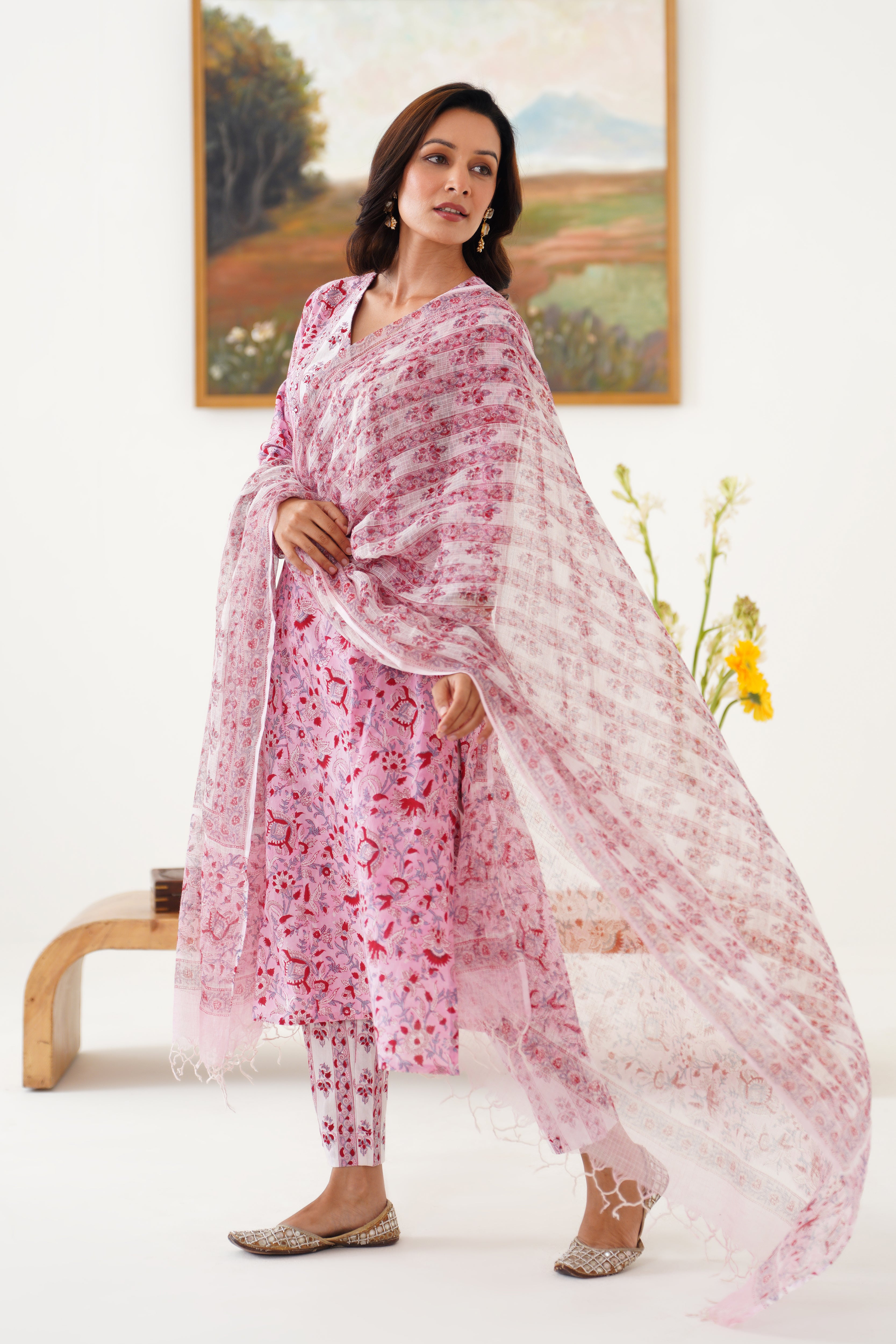 Pink Fiona Embroidered Kurta Set of 3
