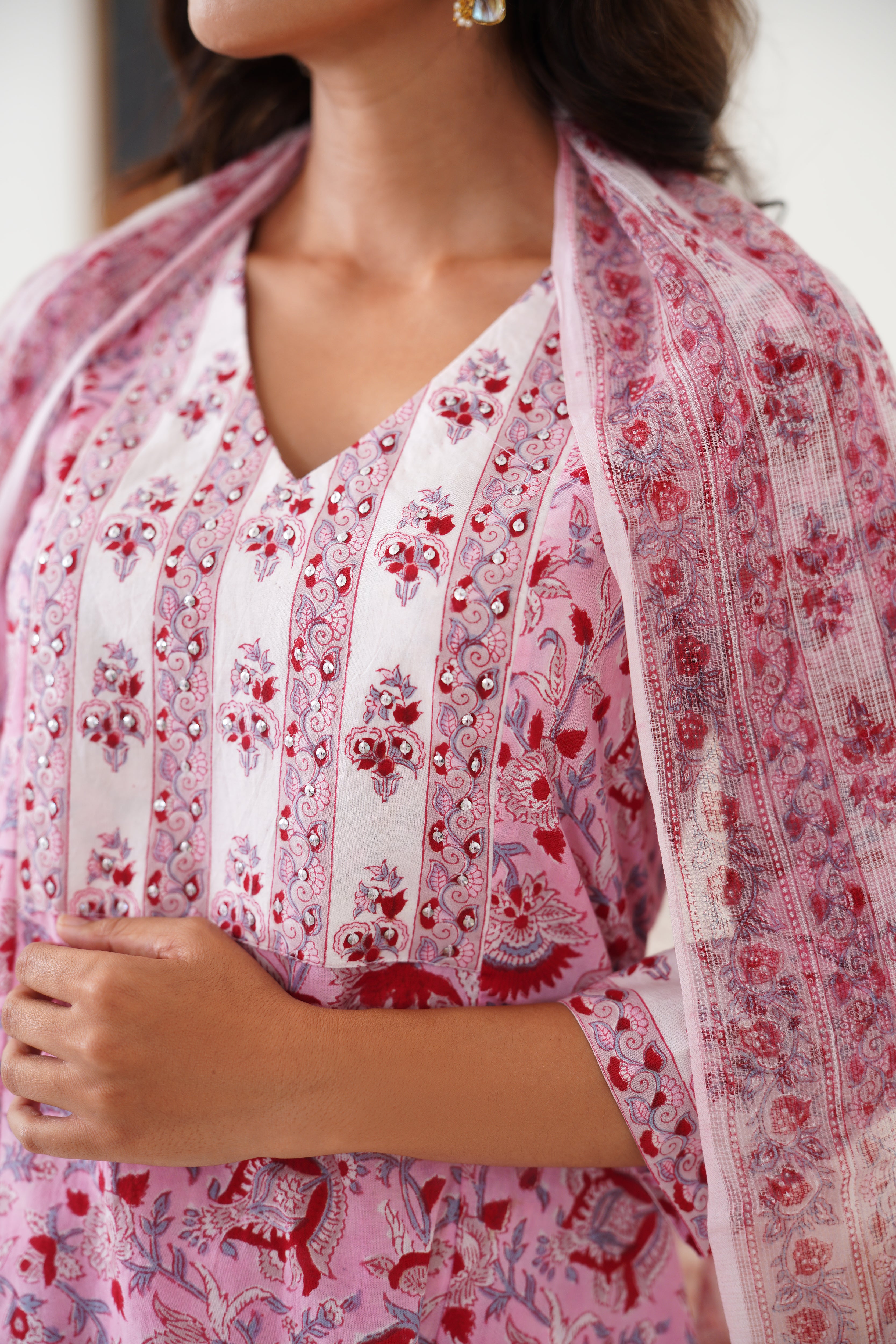 Pink Fiona Embroidered Kurta Set of 3