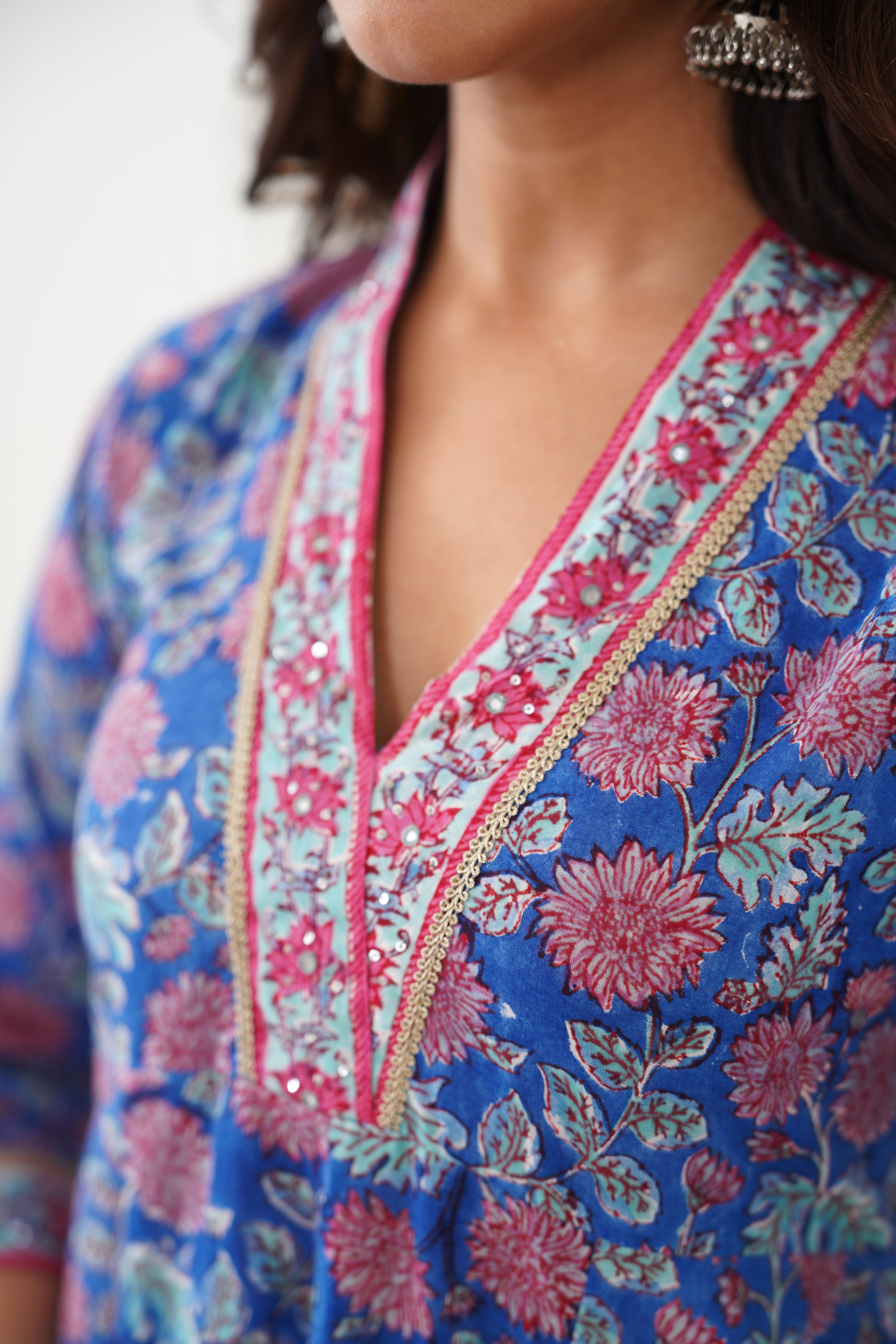 Blue Eliana Embroidered Anarkali Set of 3