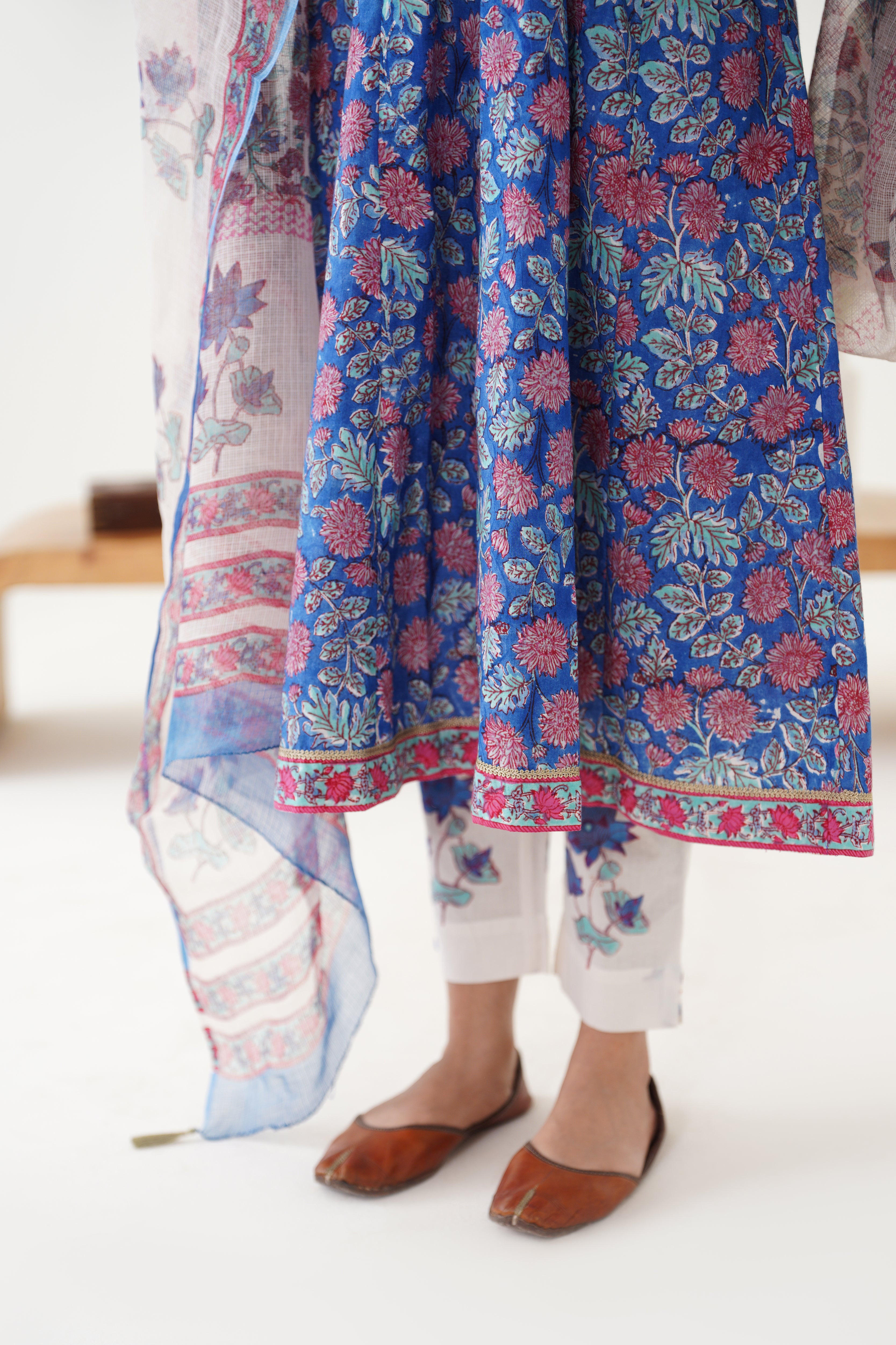 Blue Eliana Embroidered Anarkali Set of 3