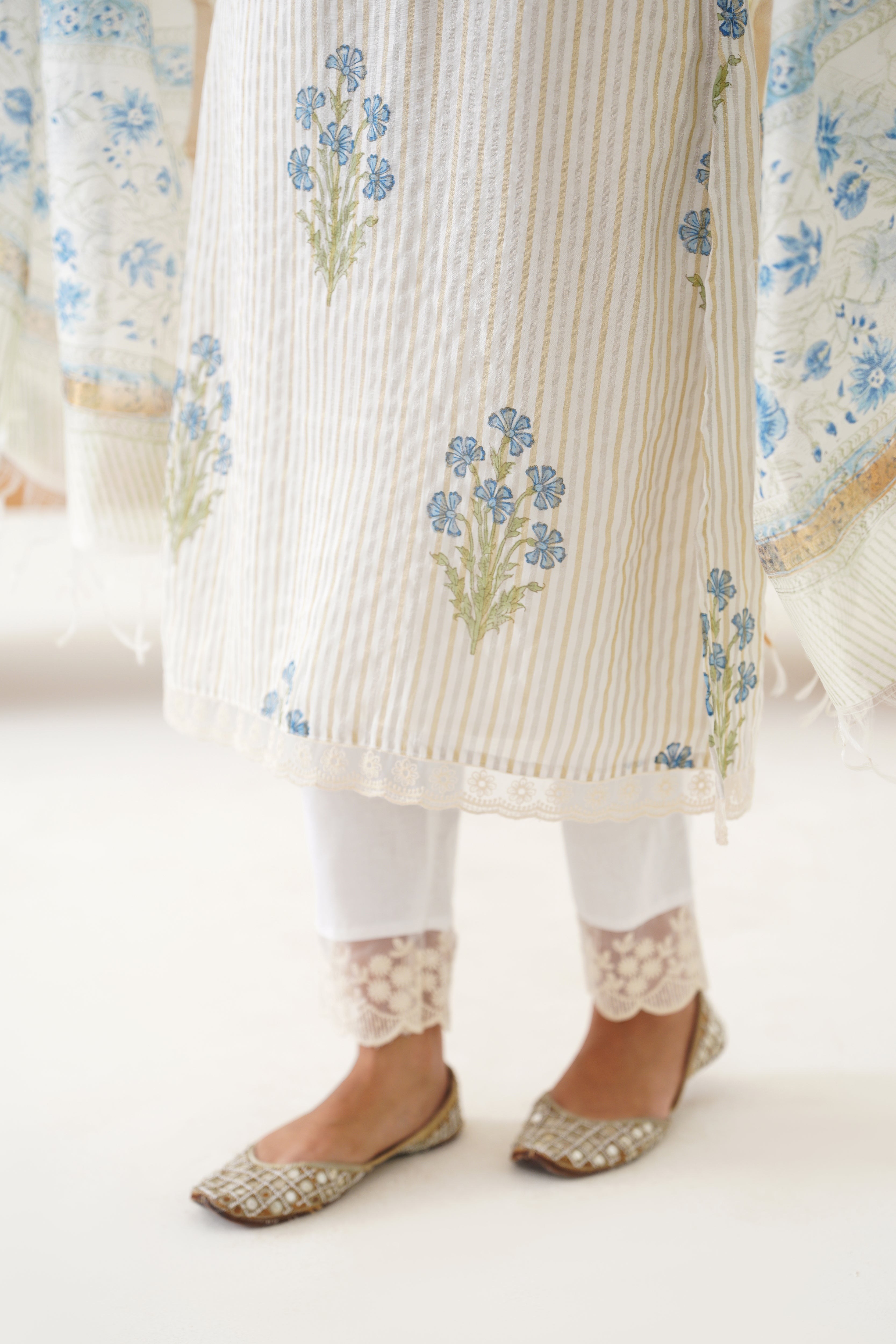 Blue Valerie Chanderi Kurta Set of 3