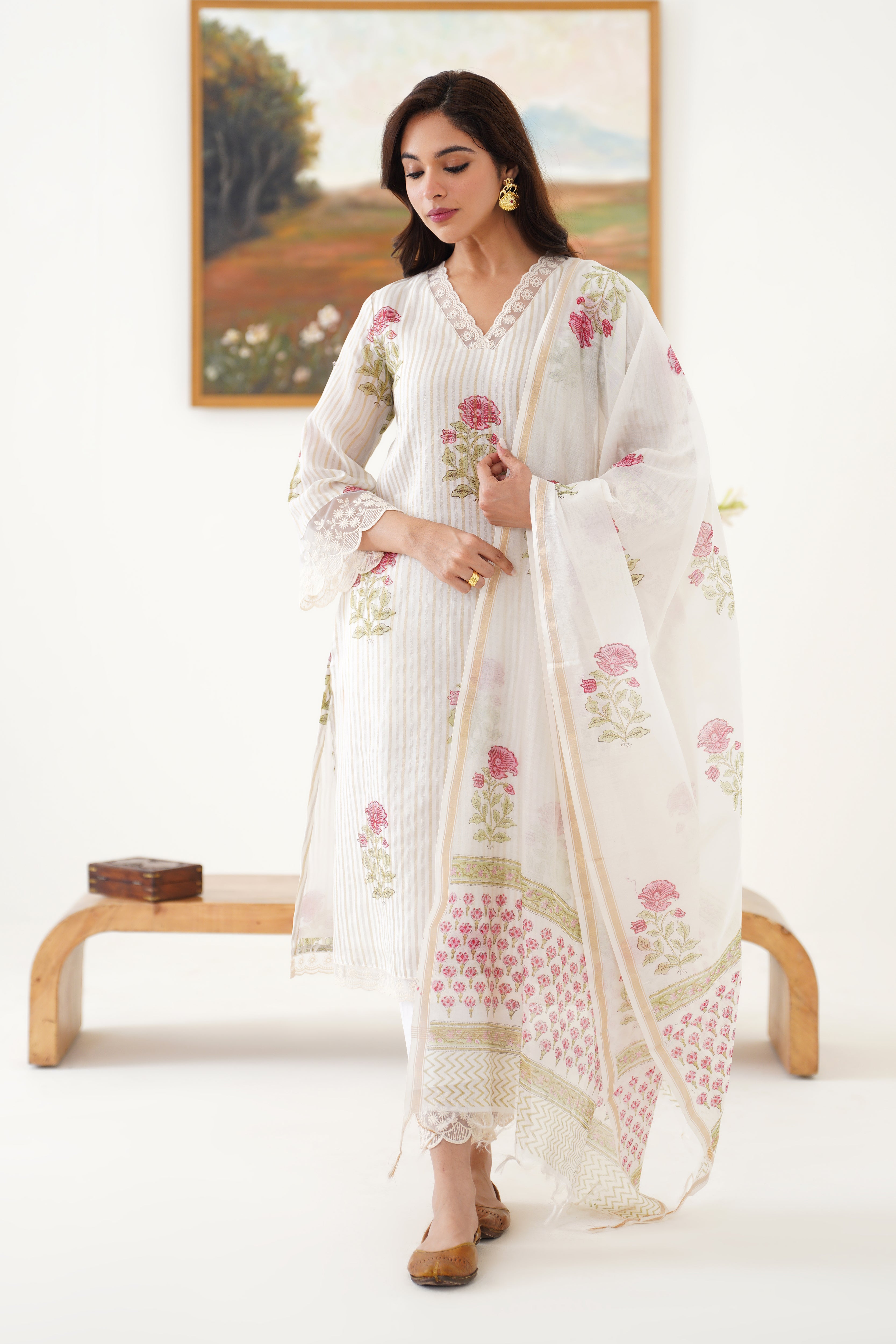 Pink Ophelia Chanderi Kurta Set of 3