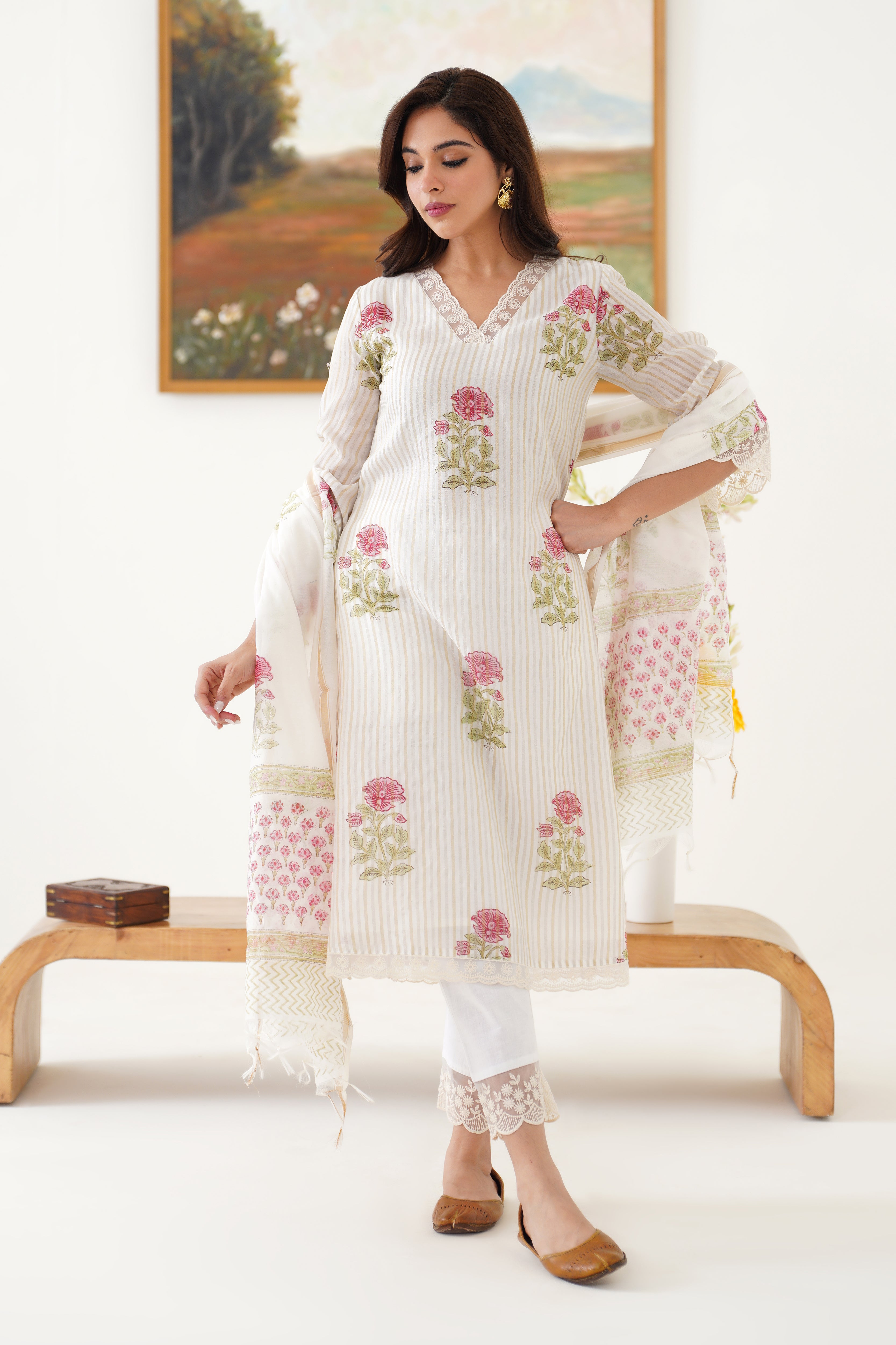 Pink Ophelia Chanderi Kurta Set of 3