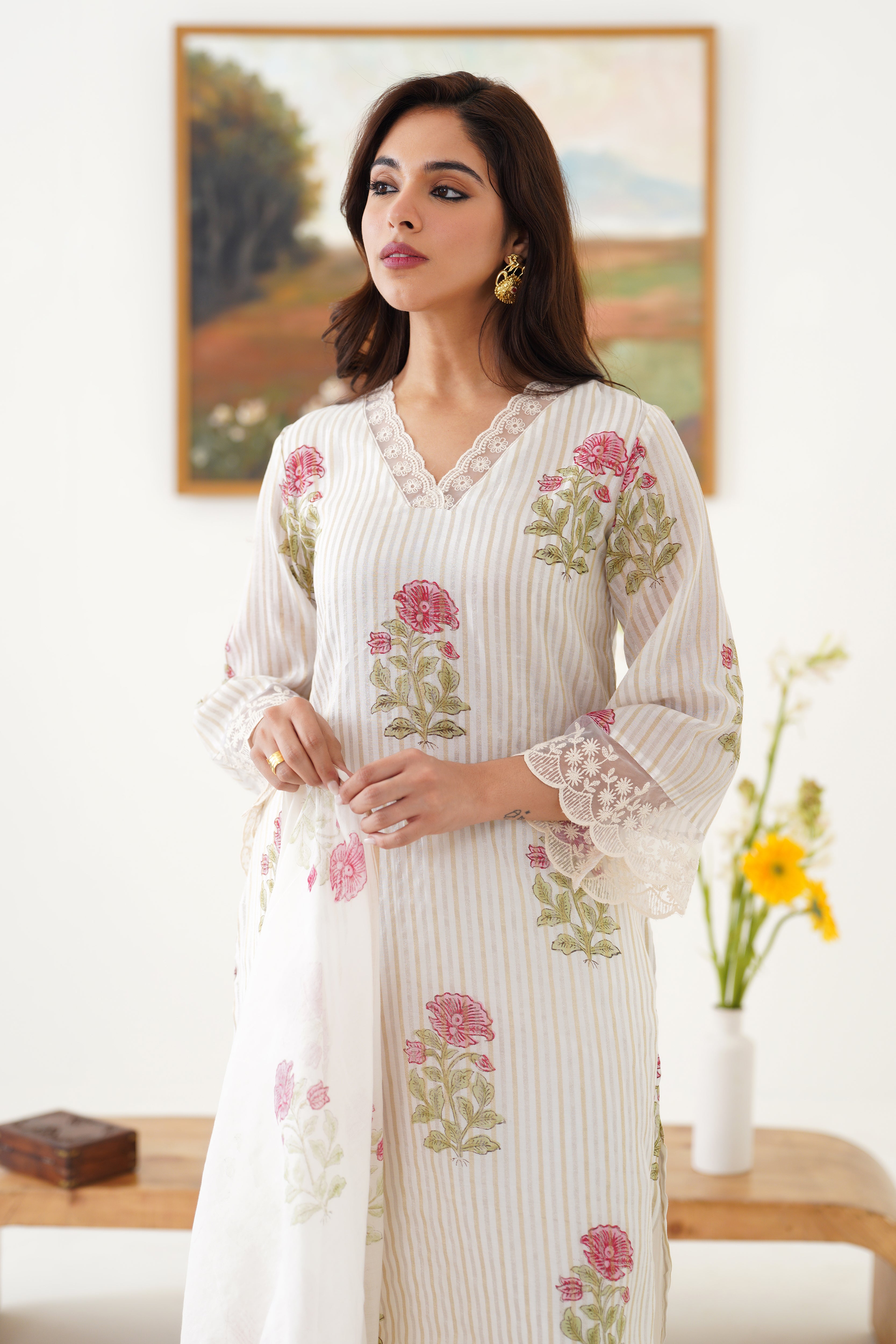 Pink Ophelia Chanderi Kurta Set of 3