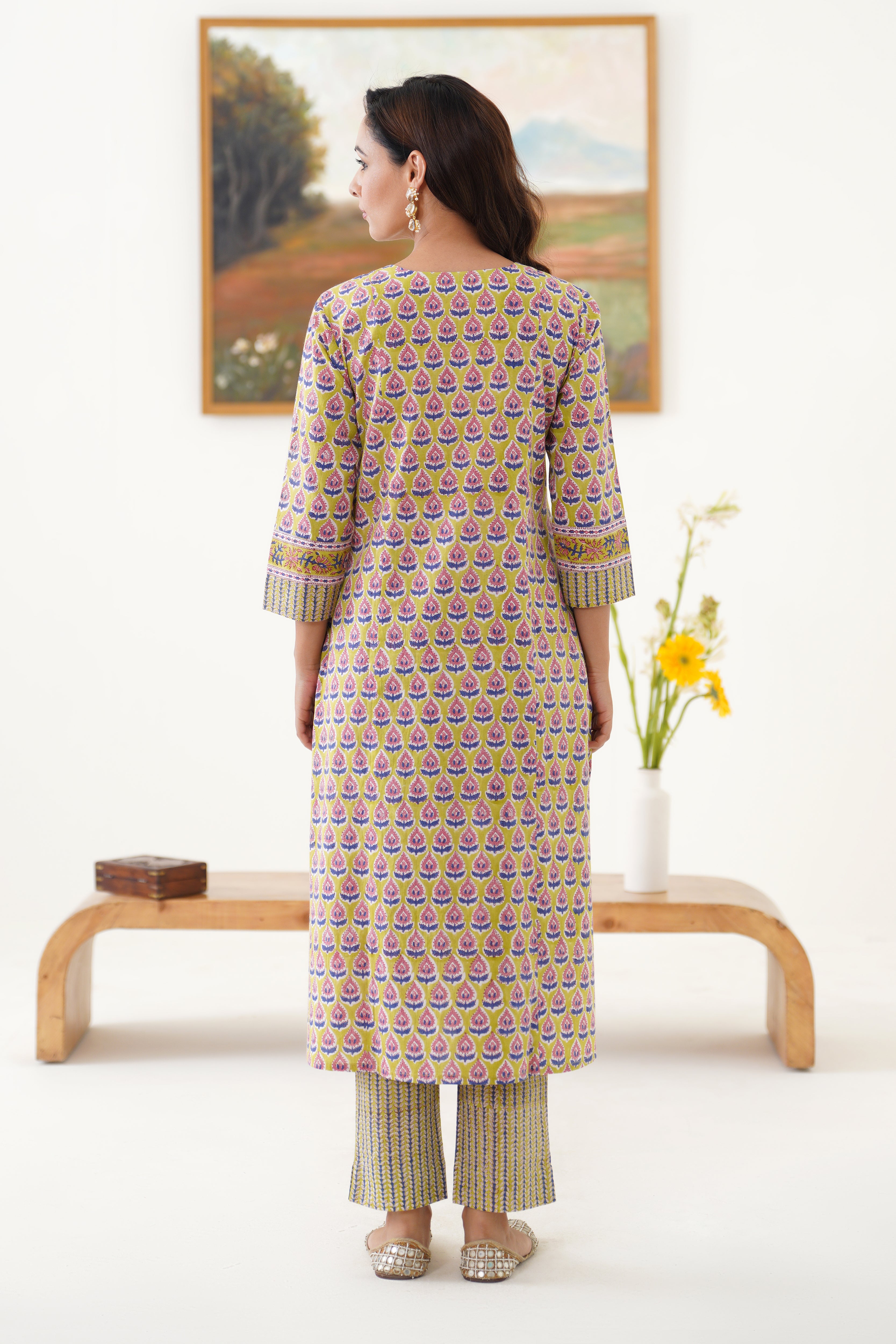 Green Kelsey Embroidered Kurta Set of 3